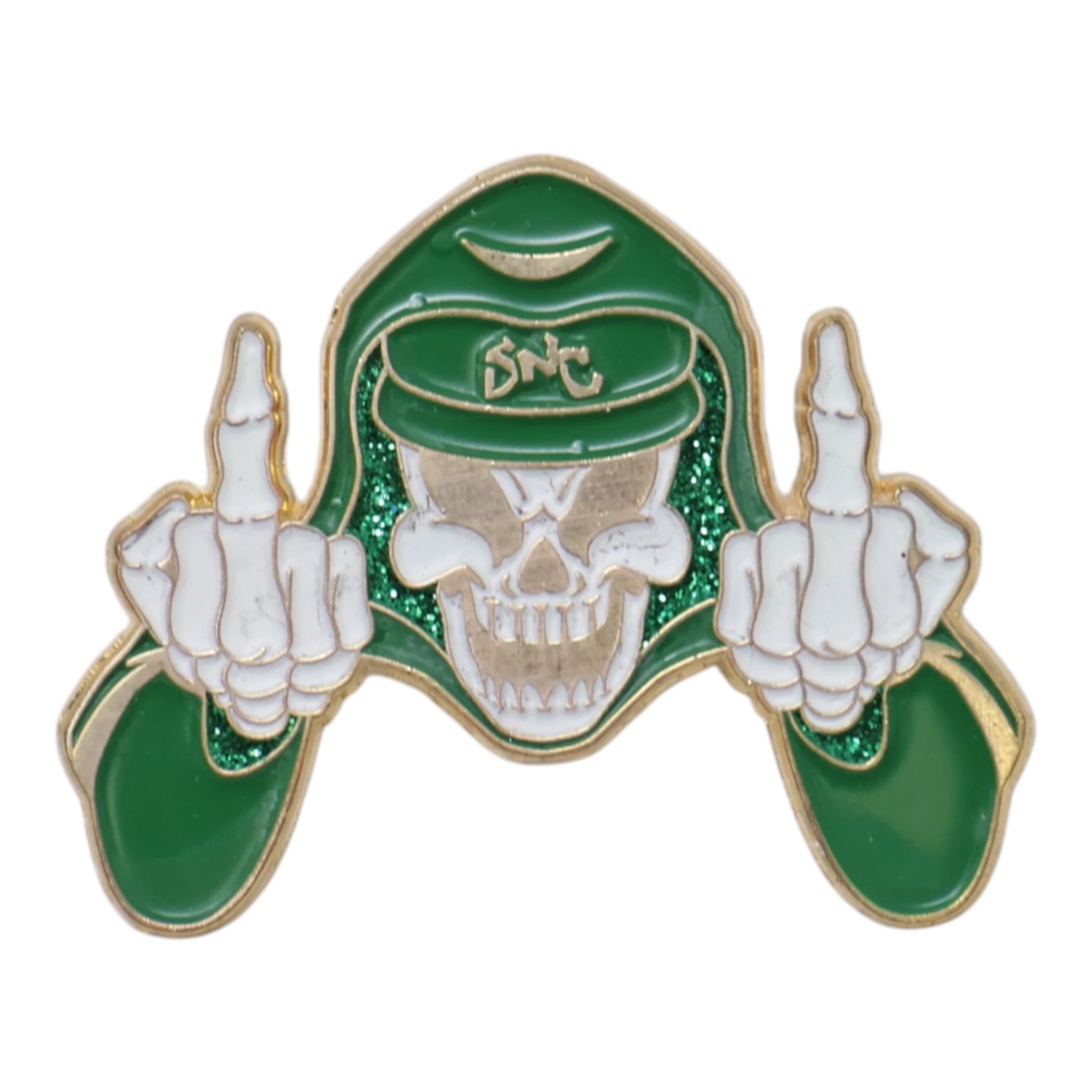 SNC Green/White F Your Feelings Skeleton MLB Logo Pin
