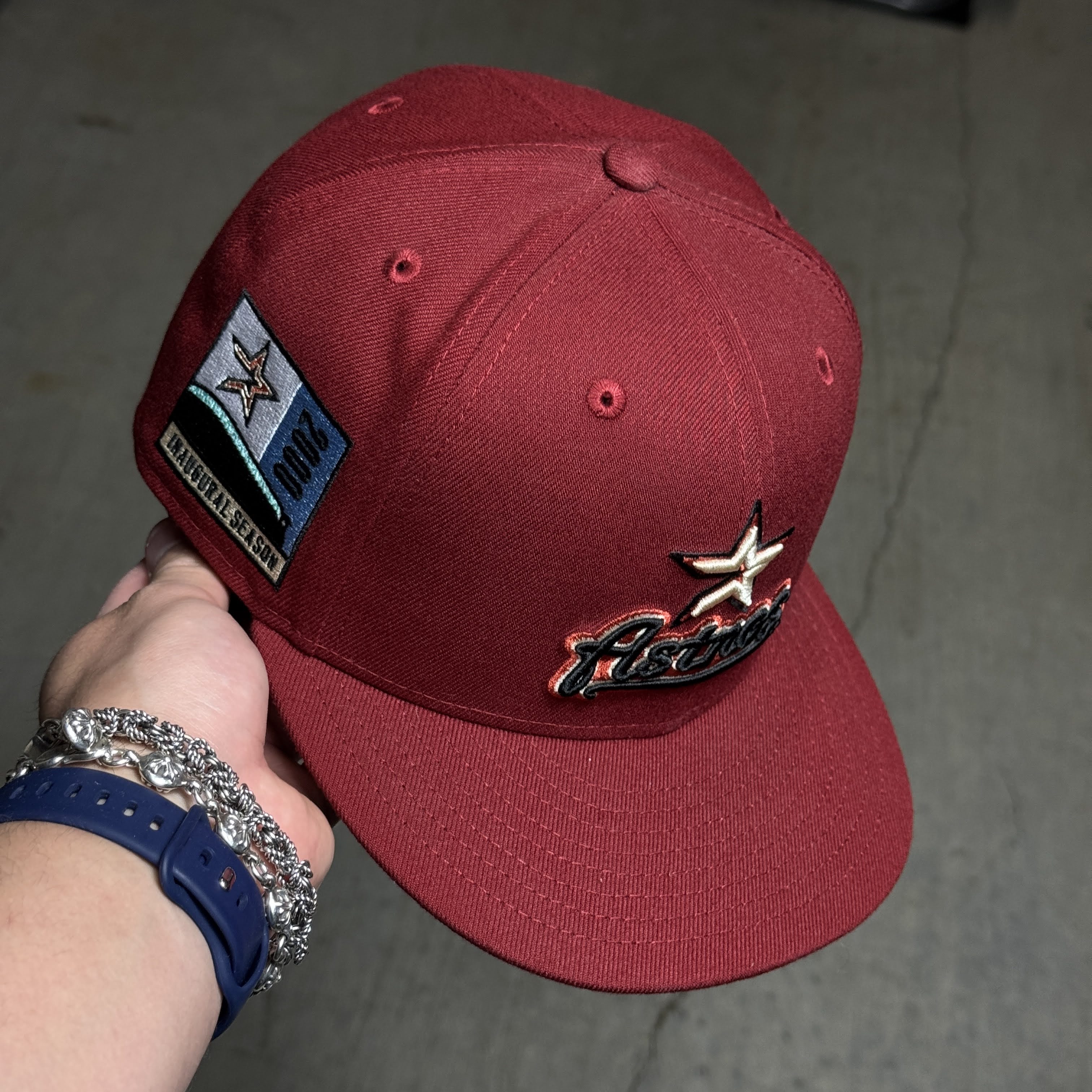 USED 3/8 Brick Red Houston Astros 2000 Inaugural Season 59fifty New Era Fitted Hat Cap