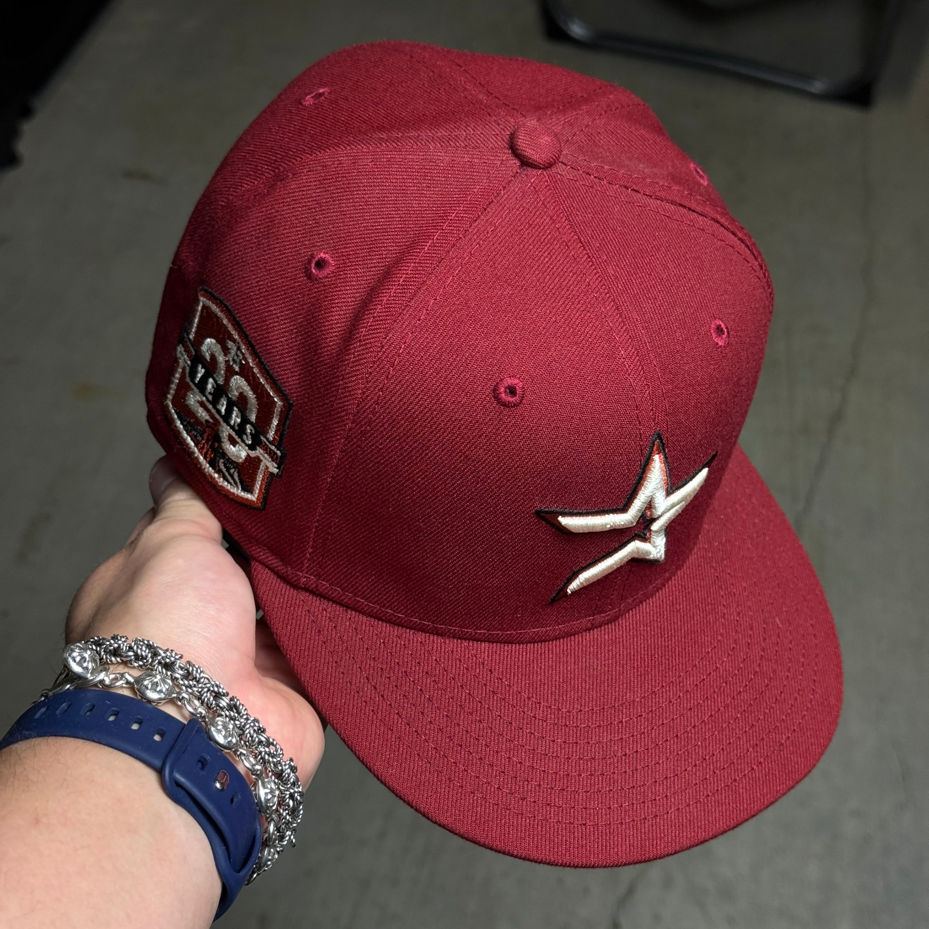 USED 3/8 Brick Red Houston Astros 20 Years 59fifty New Era Fitted Hat Cap