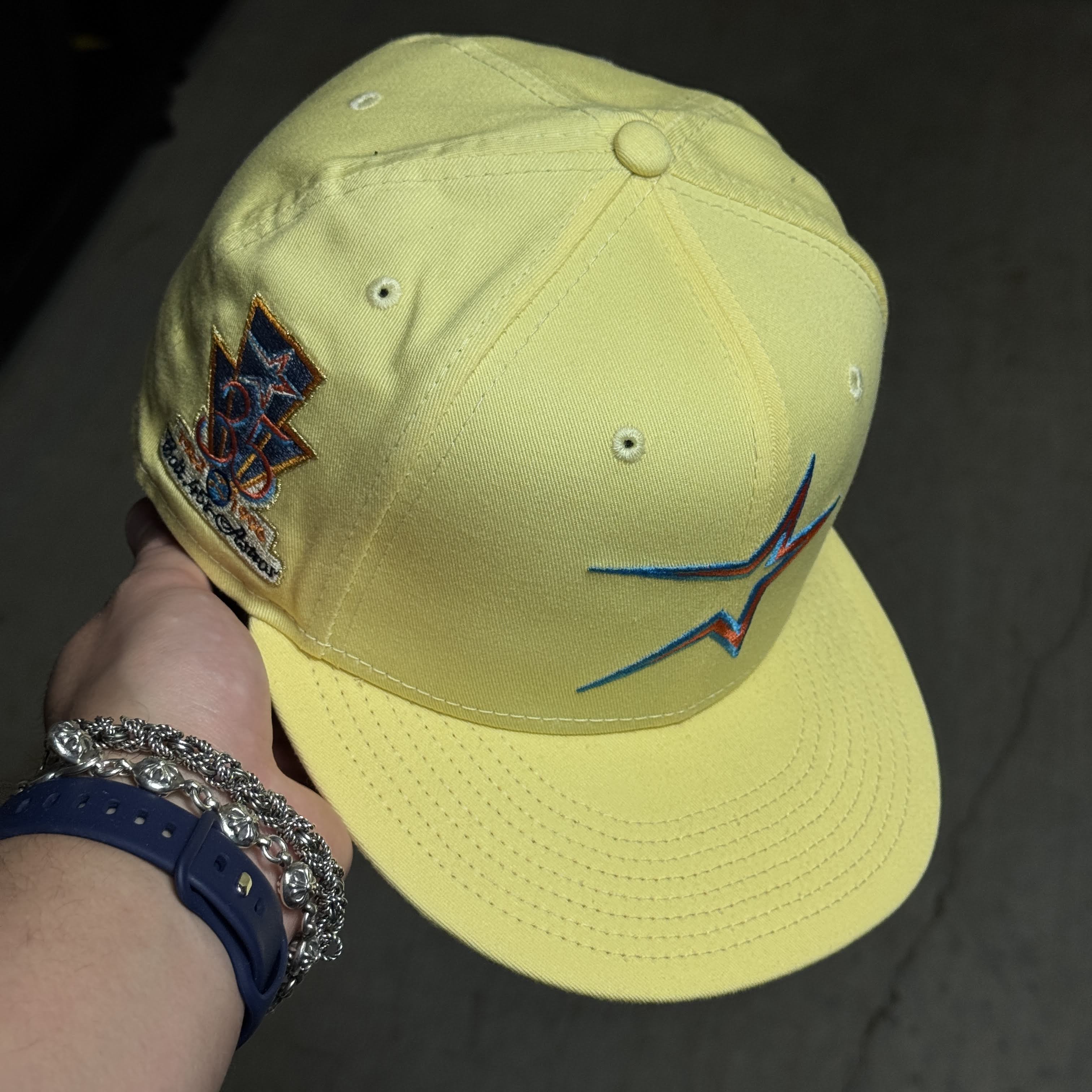 USED 3/8 Yellow Houston Astros 35th Anniversary 59fifty New Era Fitted Hat Cap