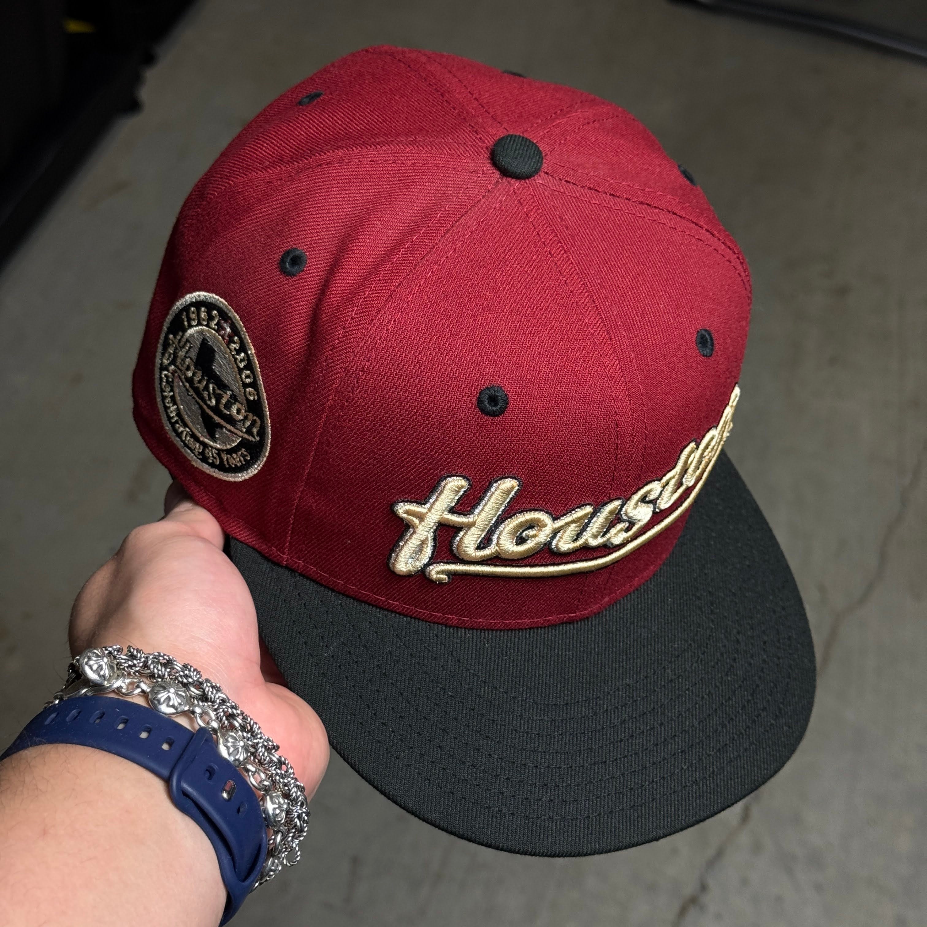 USED 3/8 Brick Red Houston Astros Celebrating 45 Years 59fifty New Era Fitted Hat Cap