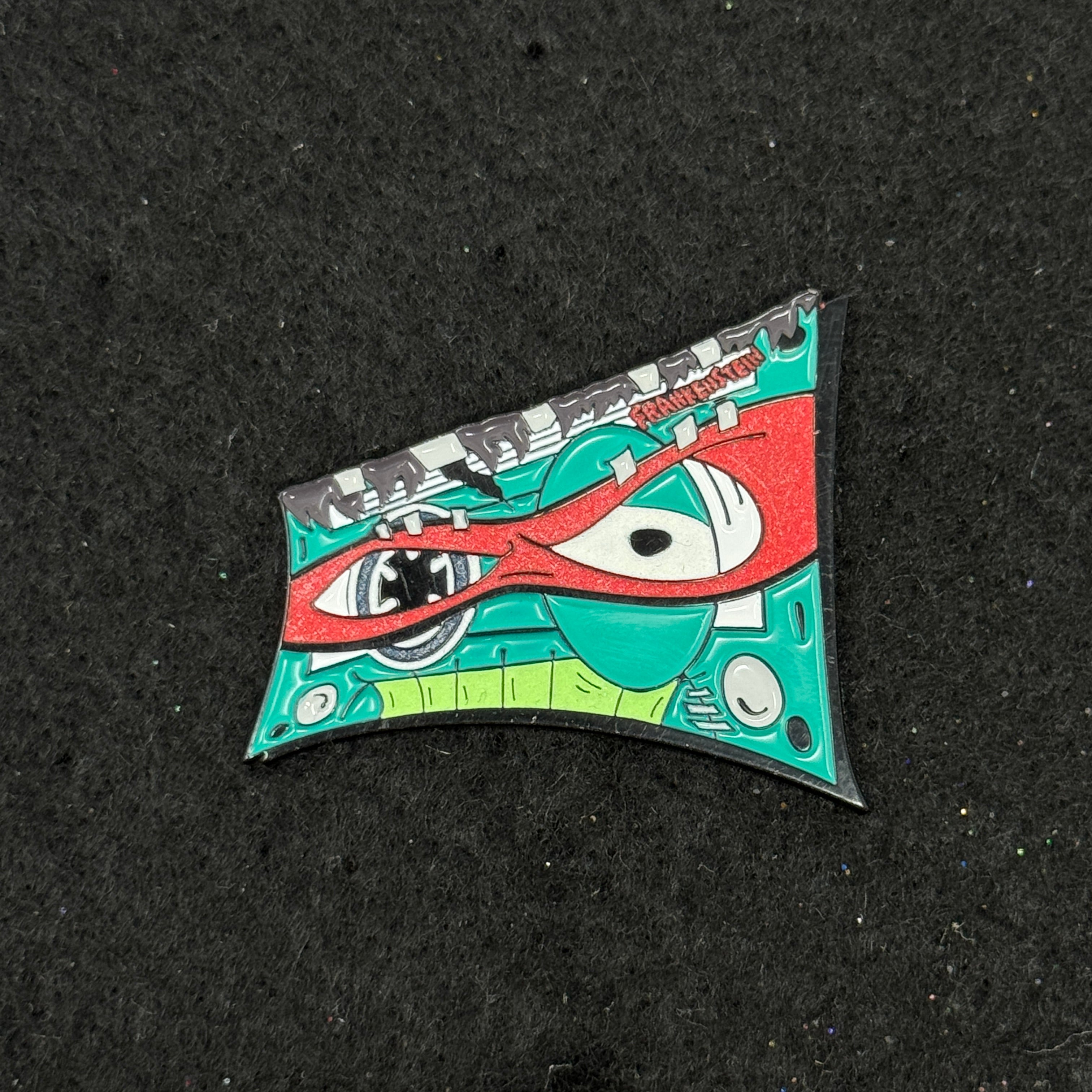 Umbrella Heights Frankenstein Ralph TMNT Casette Tape Graphic Pin