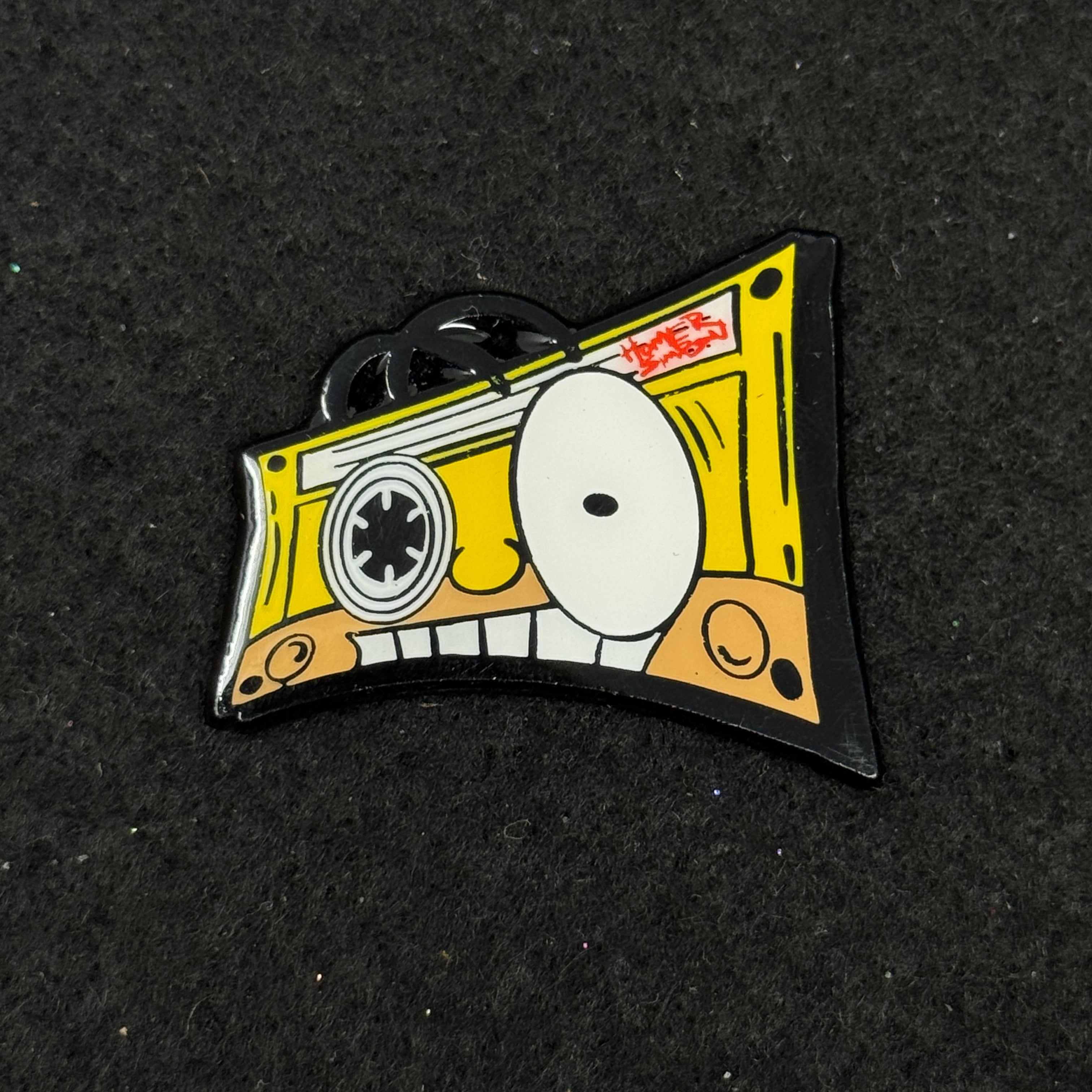 Umbrella Heights Homer Simpson Casette Tape Graphic Pin