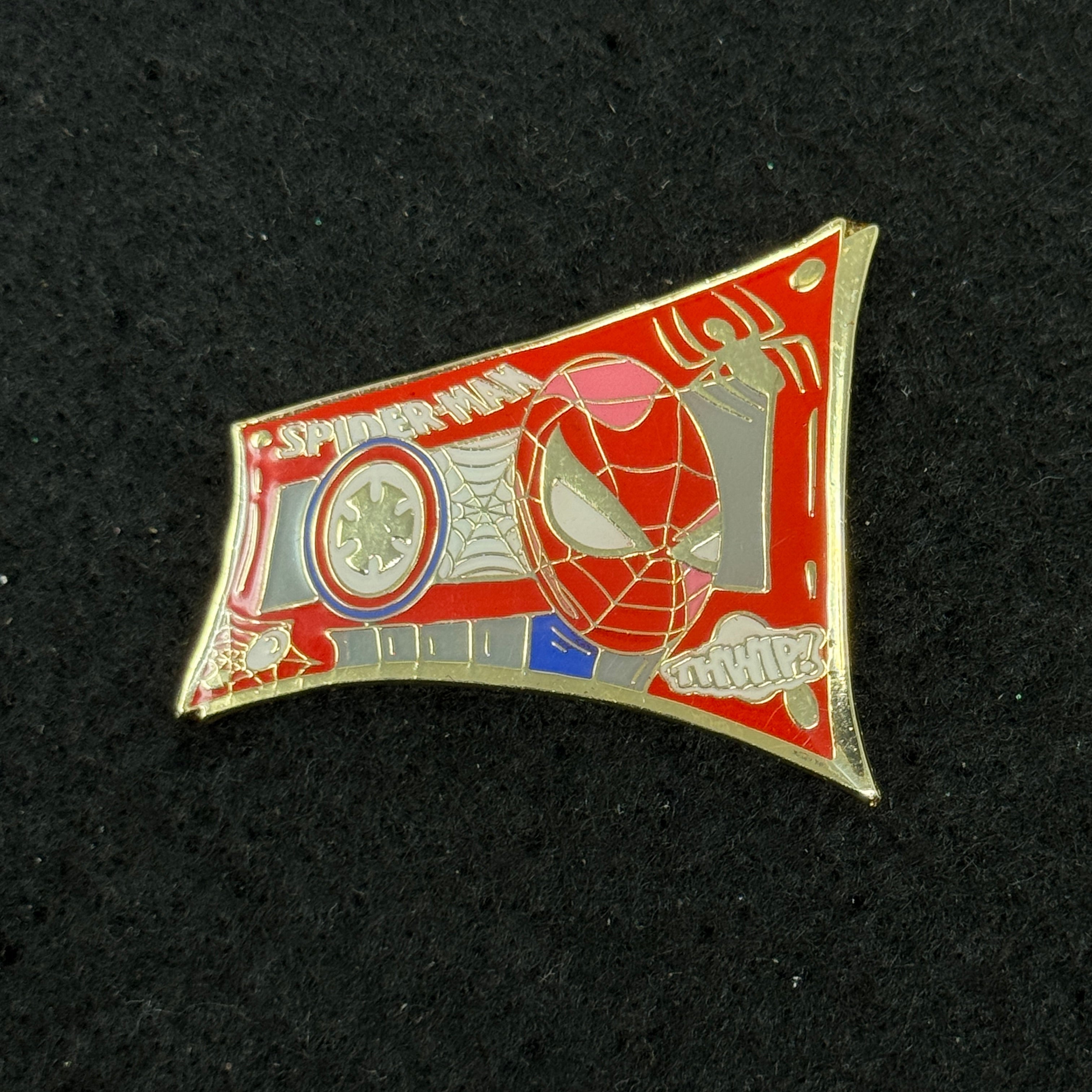 Umbrella Heights Spiderman Comic Casette Tape Graphic Pin