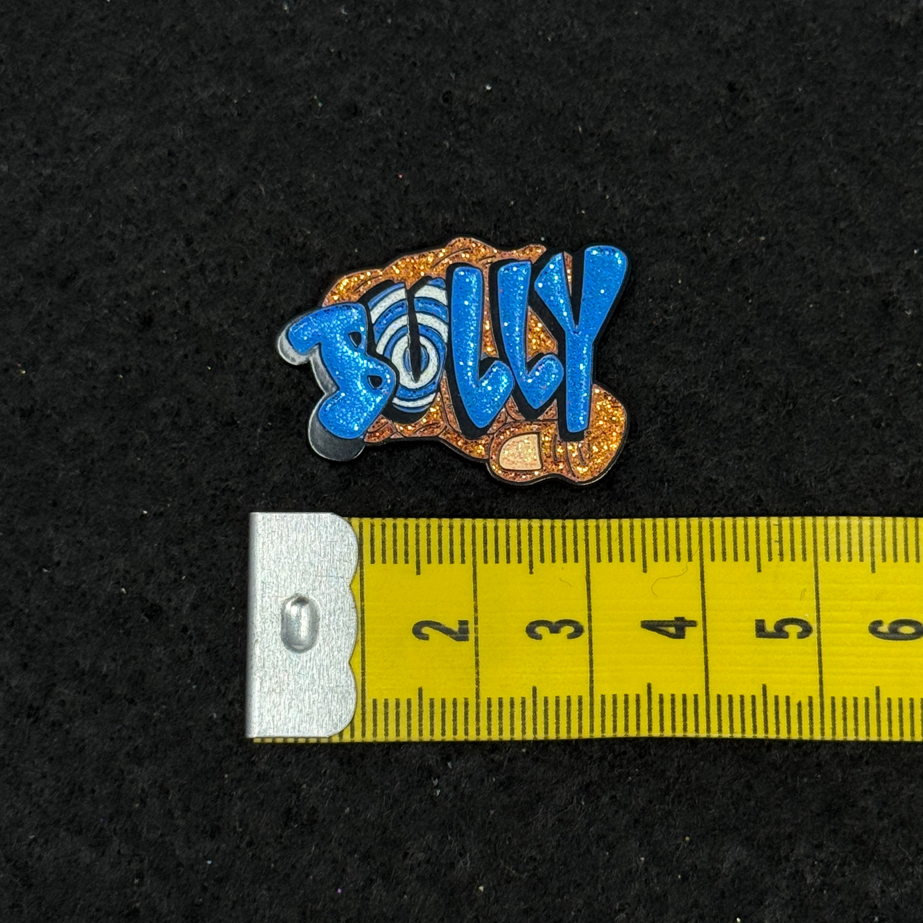 BULLY Orange Fist Purple Text Graphic Pin
