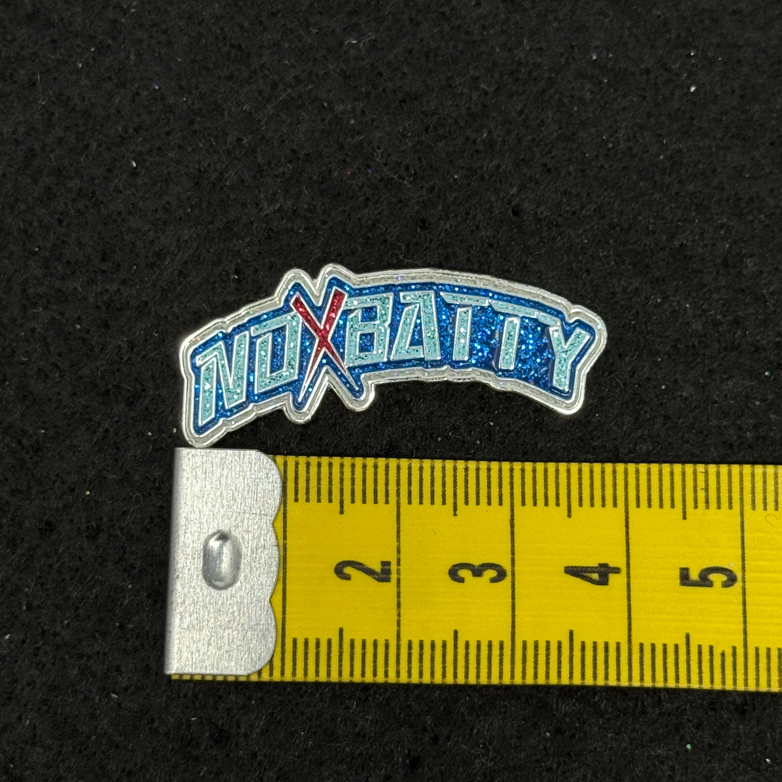 No X Batty Blue Script Pin