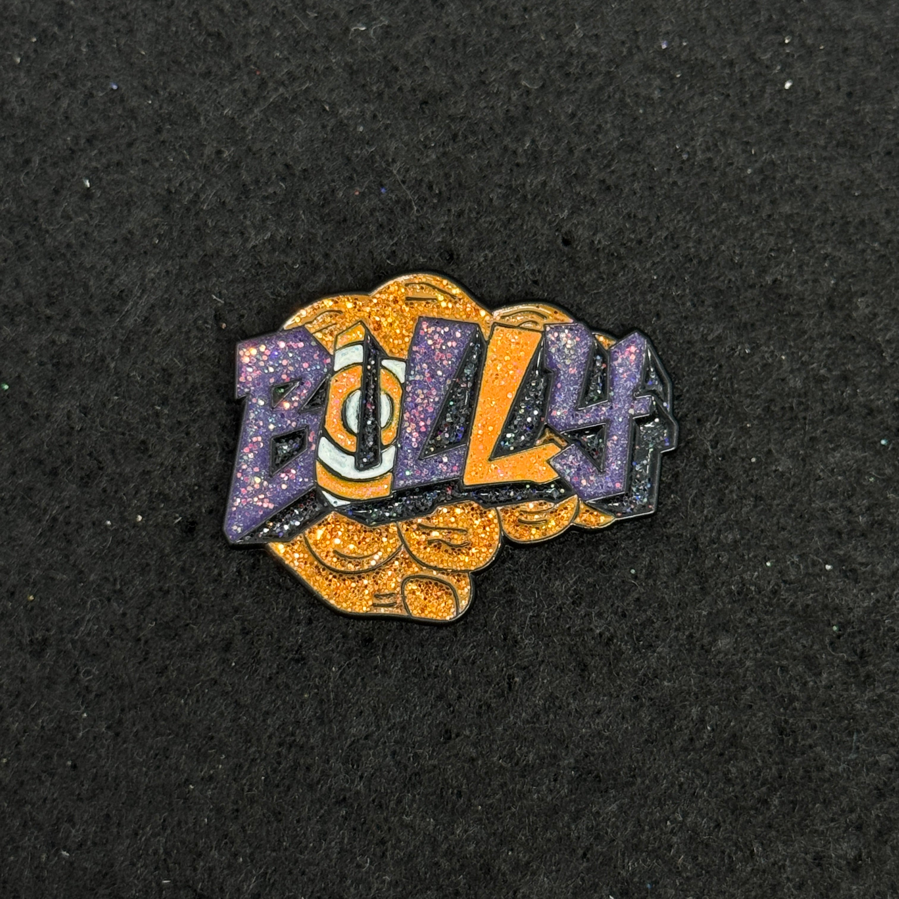 BULLY Orange Fist Purple Text Graphic Pin
