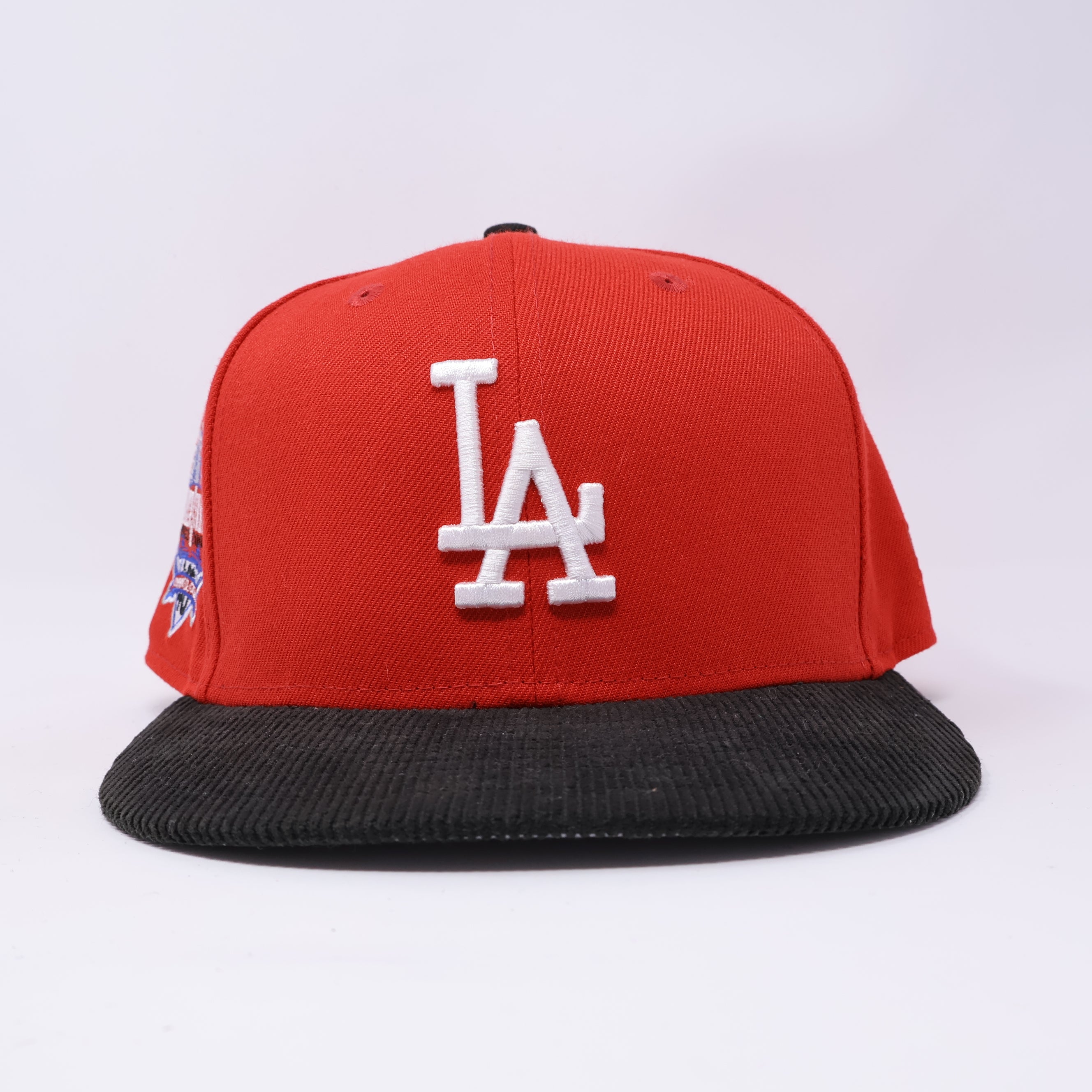 USED 1/2 Red Los Angeles Dodgers 40th Anniversary 59fifty New Era Fitted Hat Cap
