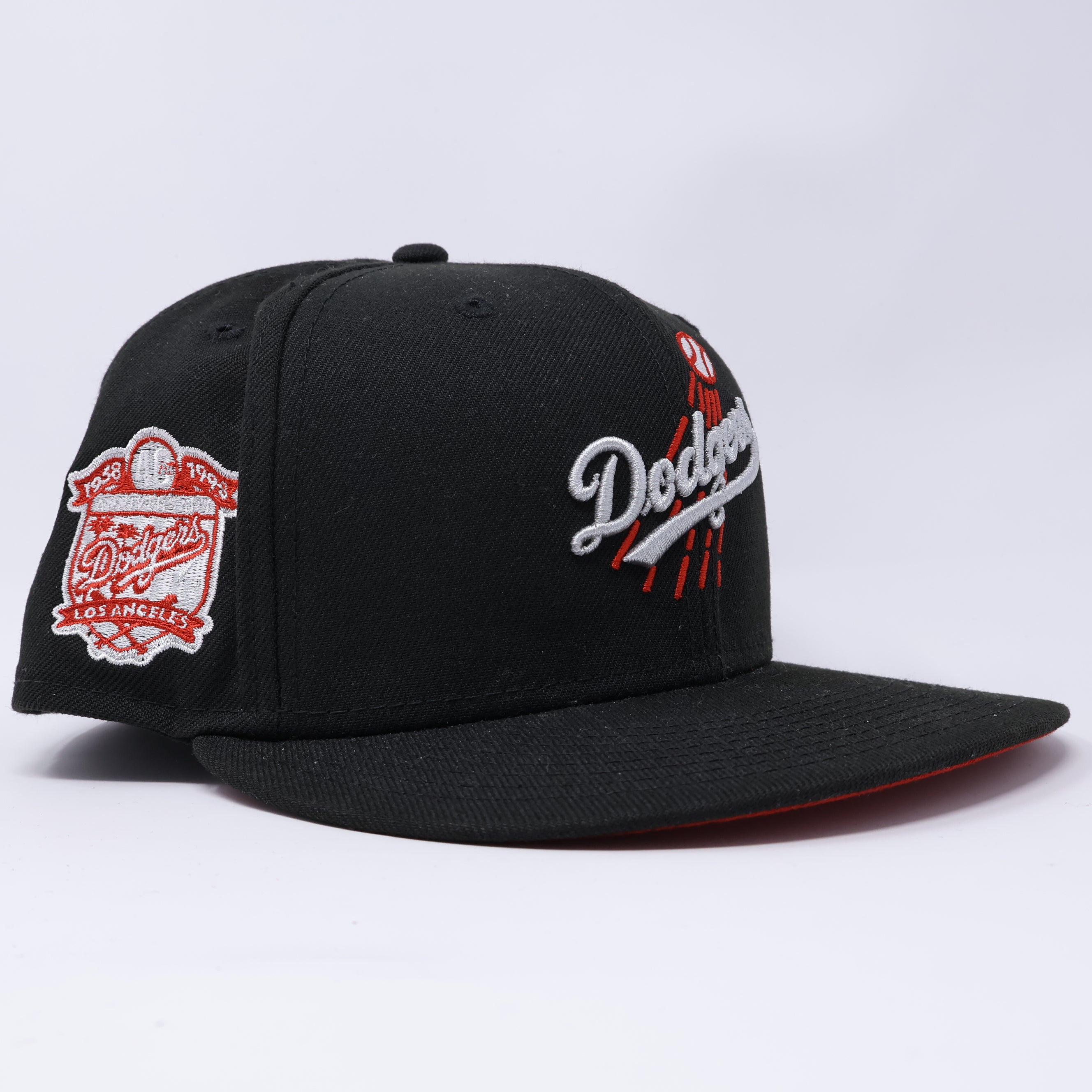 USED 1/2 Black Los Angeles Dodgers 40th Anniversary 59fifty New Era Fitted Hat Cap