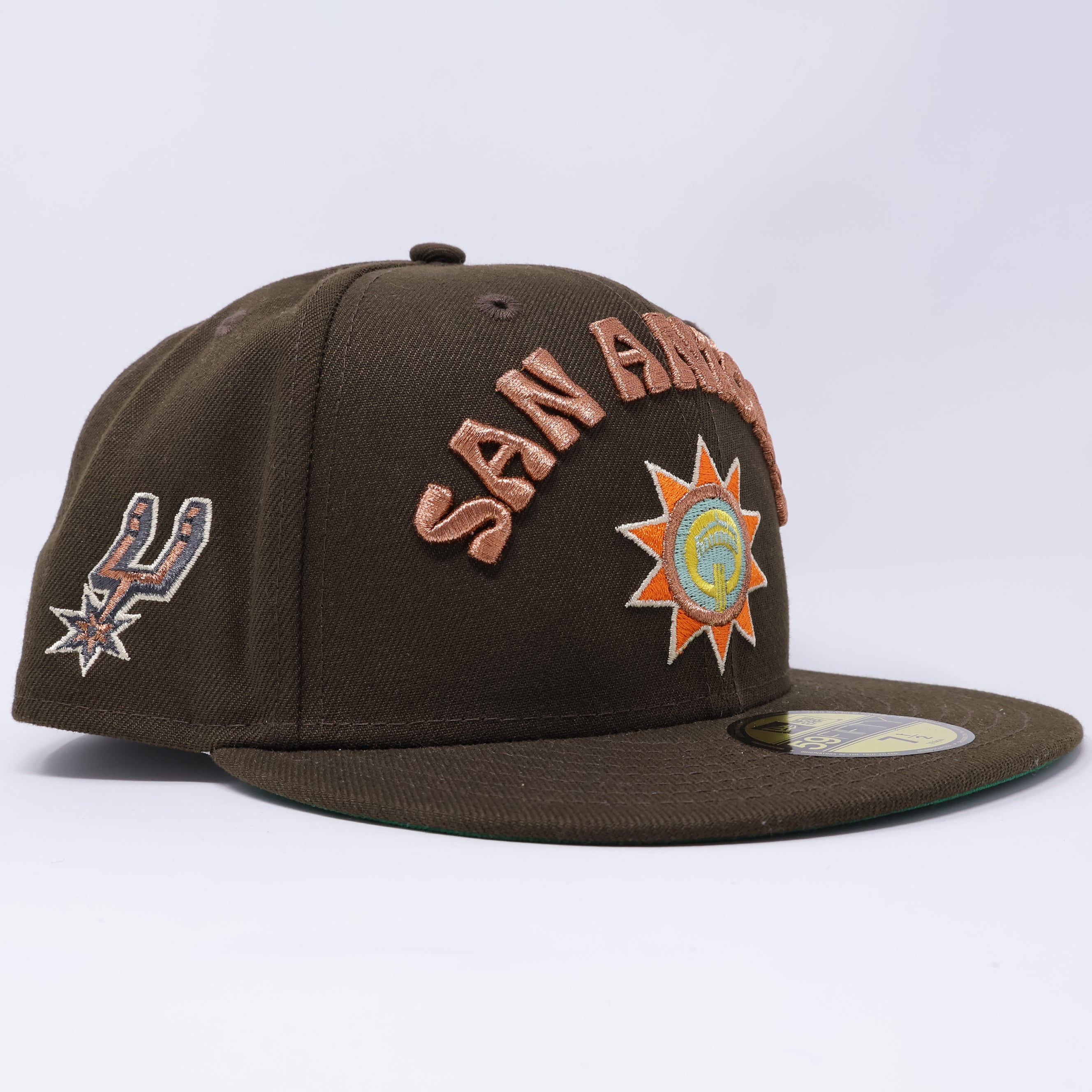 NWT 1/2 Brown San Antonio Spurs NBA 59fifty New Era Fitted Hat Cap