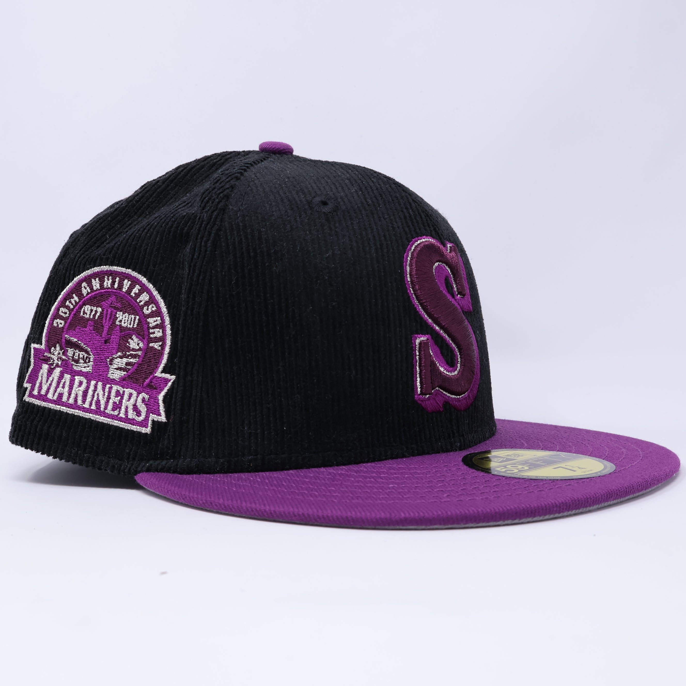 NWT 1/4 Black Corduroy Seattle Mariners 30th Anniversary 59fifty New Era Fitted Hat Cap
