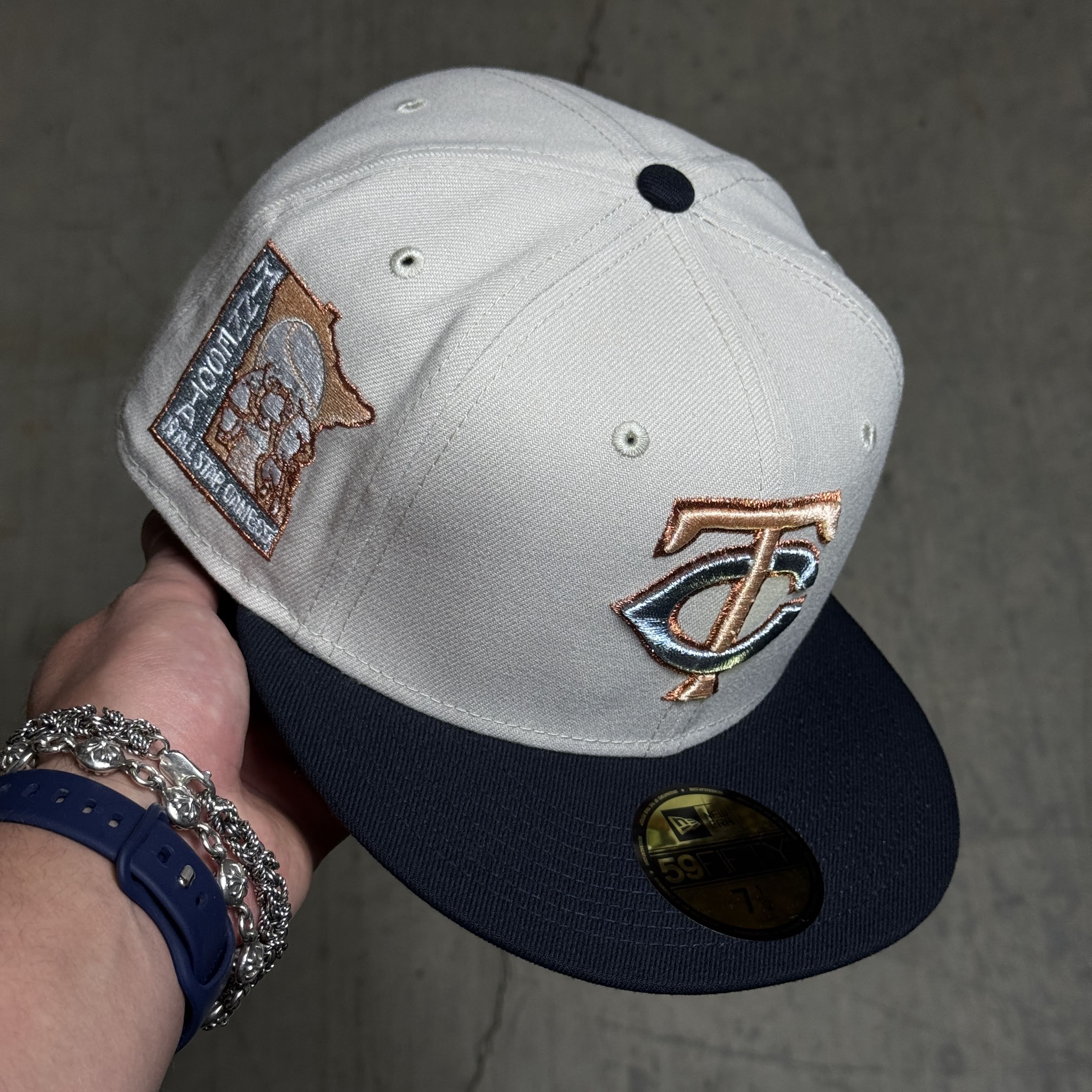 NWT 1/2 Chrome Minnesota Twins 1965 All Star Game 59fifty New Era Fitted Hat Cap
