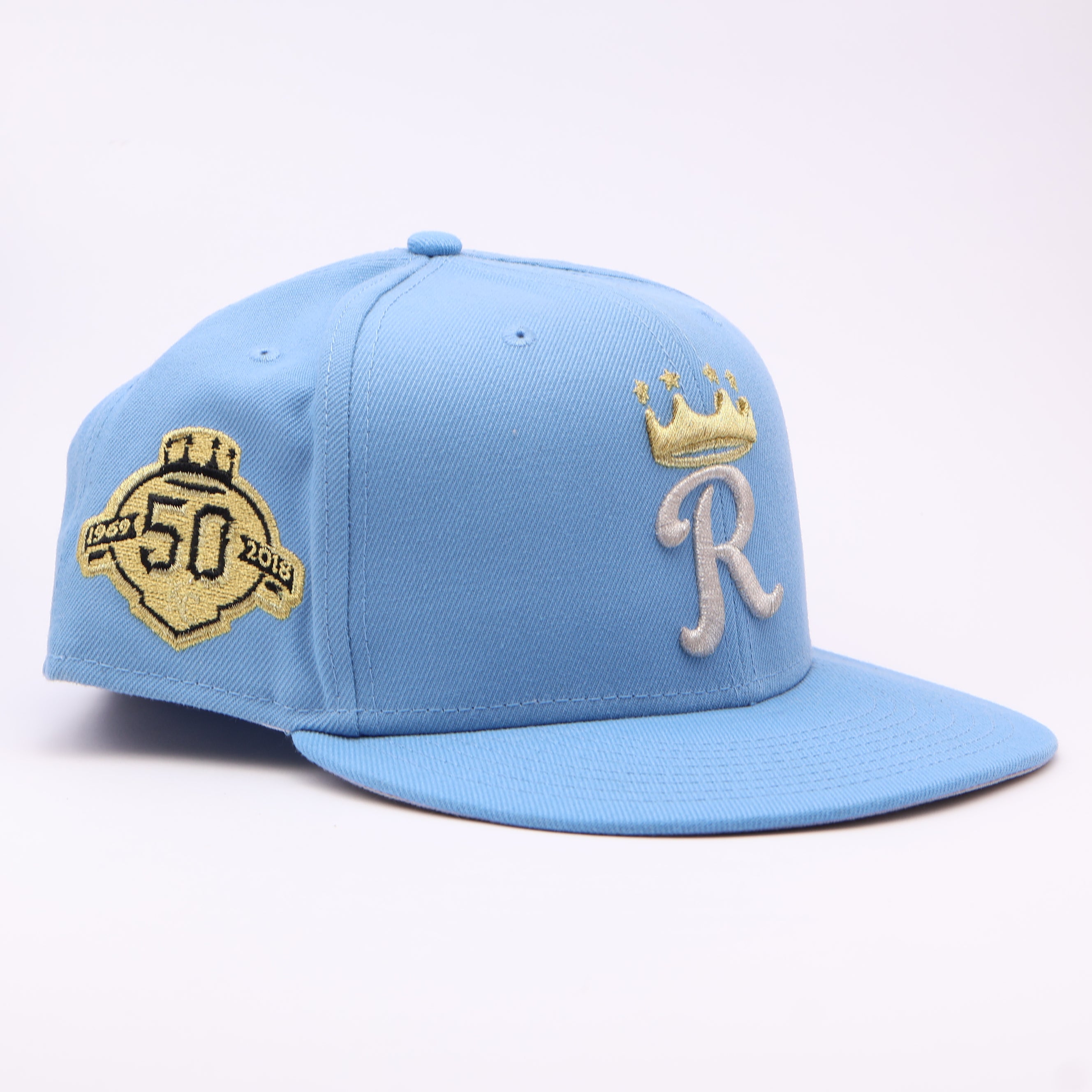 USED 8 Blue Kansas City Royals 50th Anniversary 59fifty New Era Fitted Hat Cap