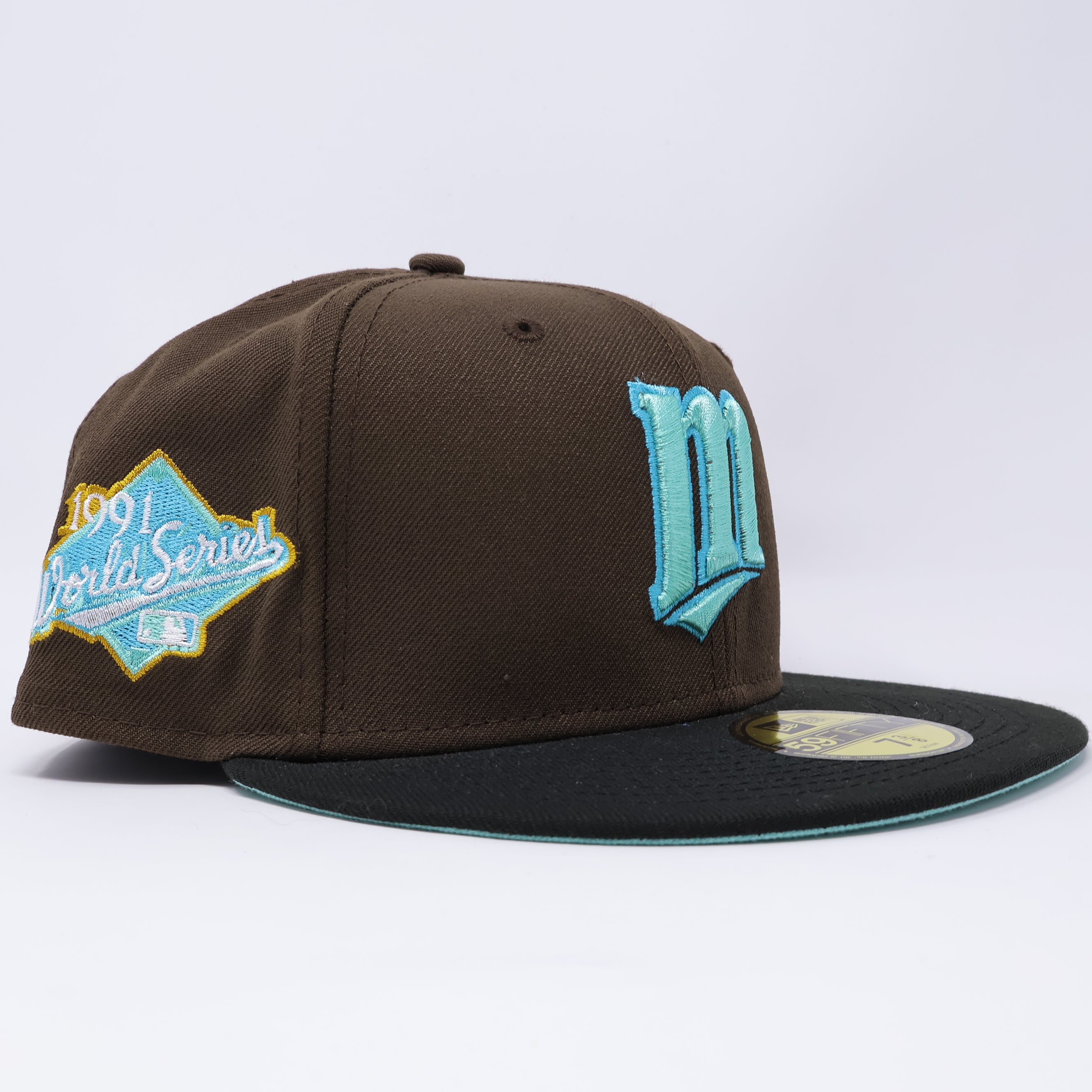 NWT 3/8 Brown Minnesota Twins 1991 World Series 59fifty New Era Fitted Hat Cap