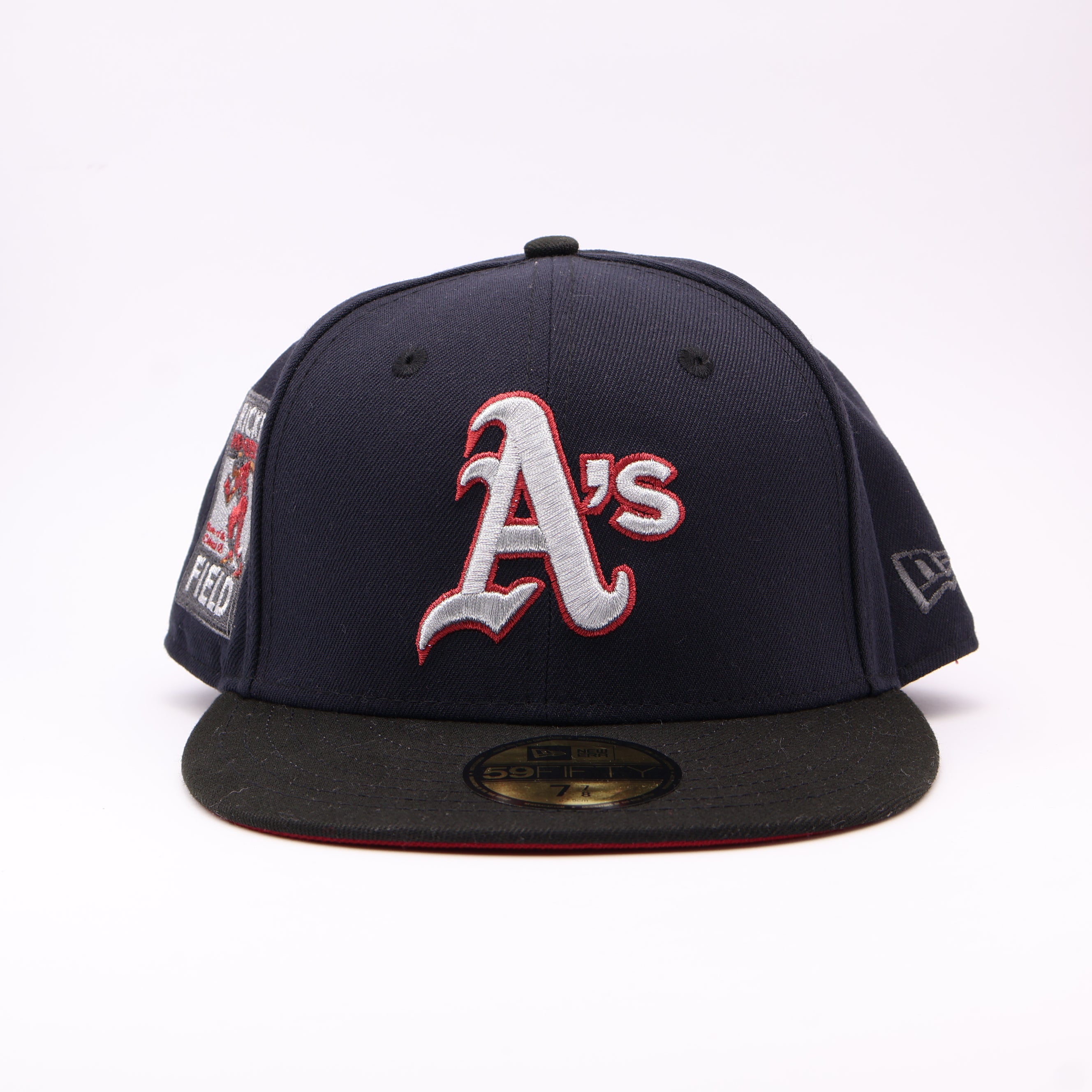 NWT 7/8 Navy Oakland Athletics Rickey Field 59fifty New Era Fitted Hat Cap