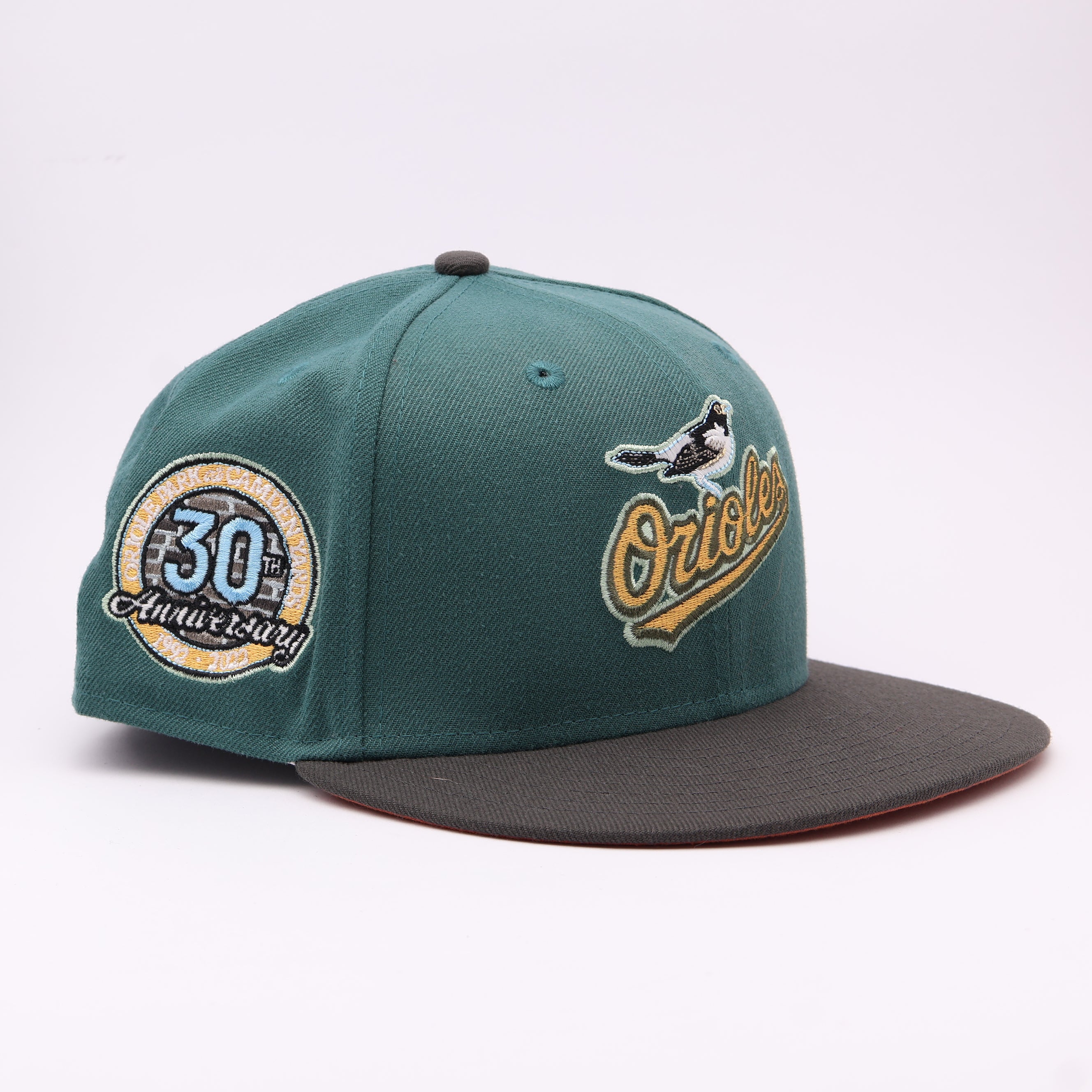 USED 1/2 Green Baltimore Orioles 30th Anniversary 59fifty New Era Fitted Hat Cap