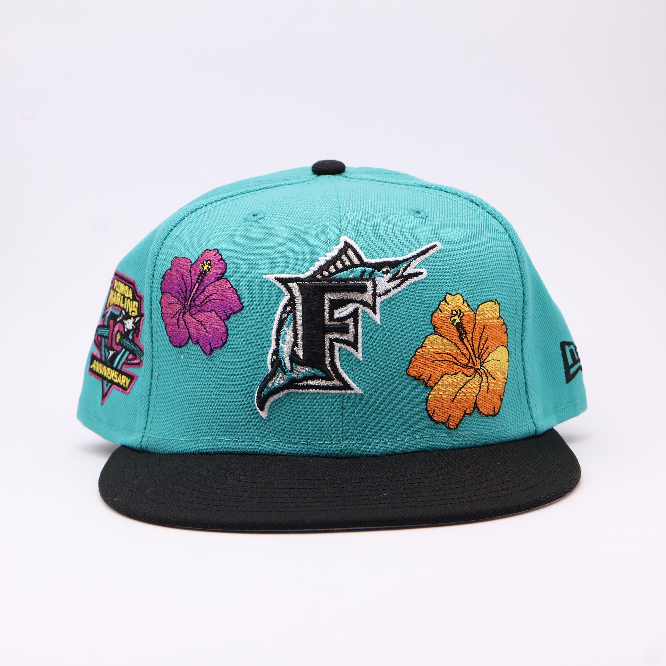 USED 1/2 Teal Florida Marlins 10th Anniversary 59fifty New Era Fitted Hat Cap