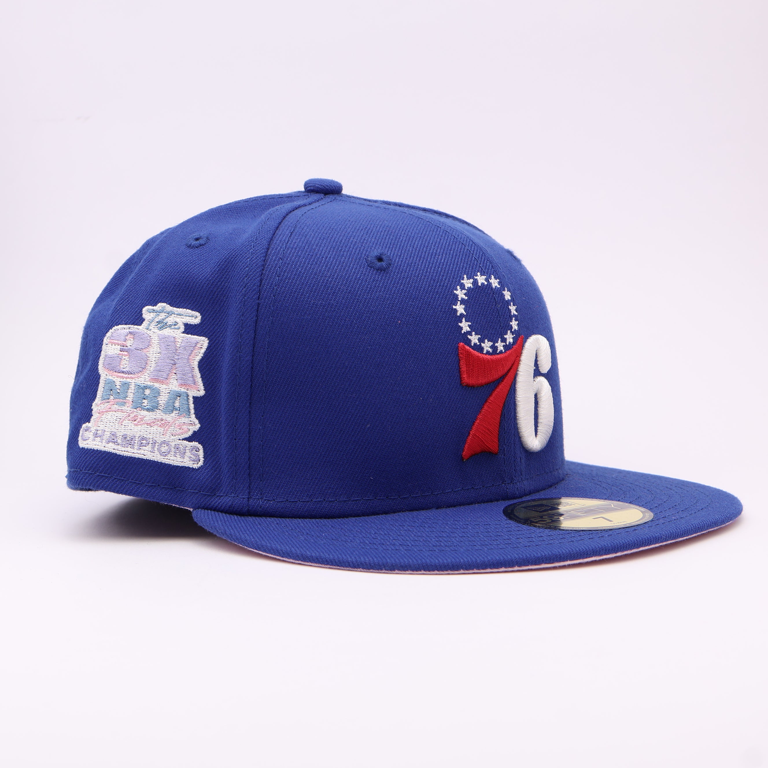 NWT 7 Blue Philadelphia 76ers Three Times NBA Finals 59fifty New Era Fitted Hat Cap