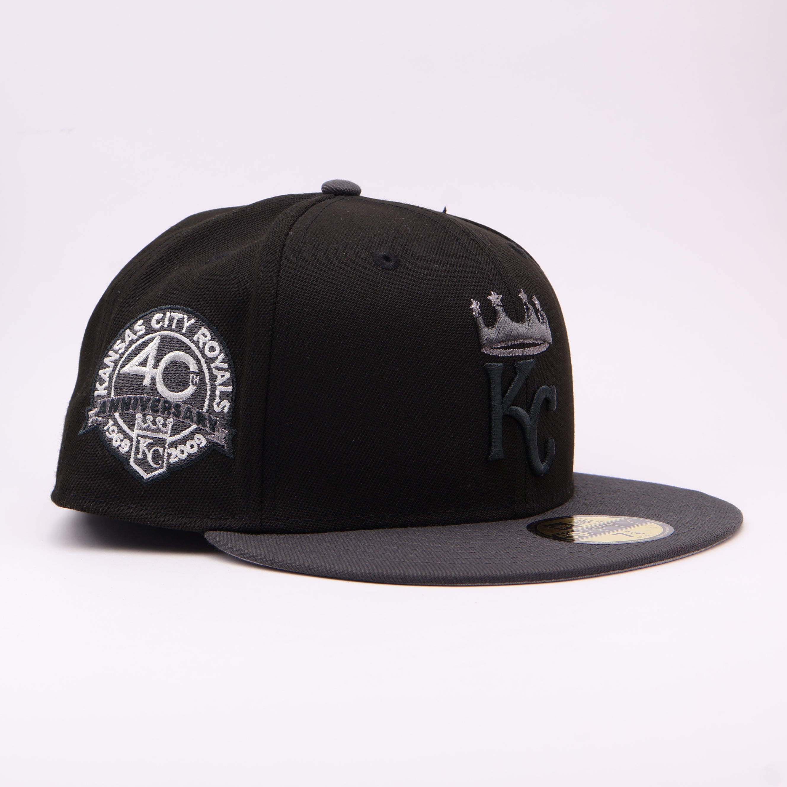 NWT 7/8 Black Kansas City Royals 40th Anniversary 59fifty New Era Fitted Hat Cap