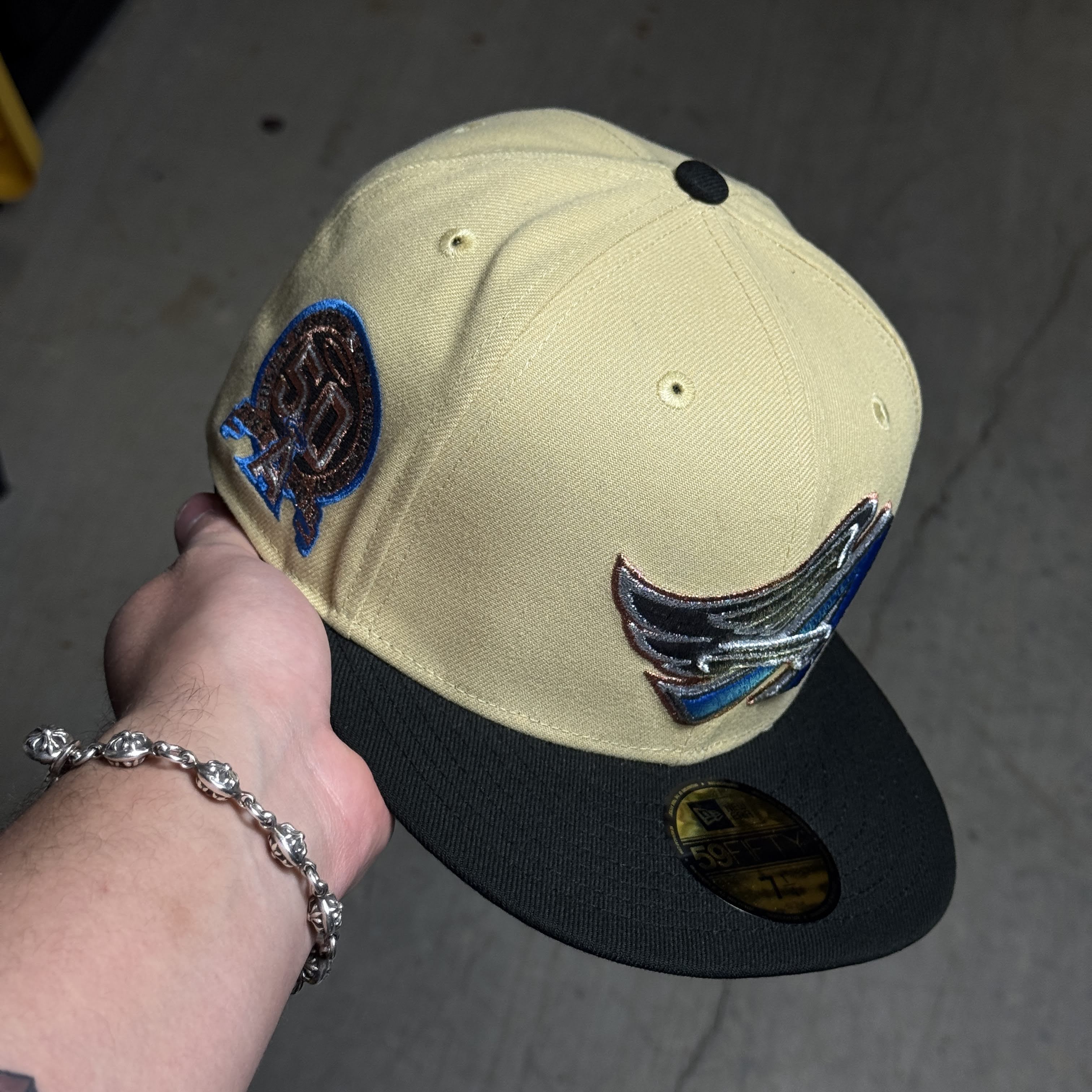 NWT 1/4 Khaki Los Angeles Angels 50th Anniversary 59fifty New Era Fitted Hat Cap