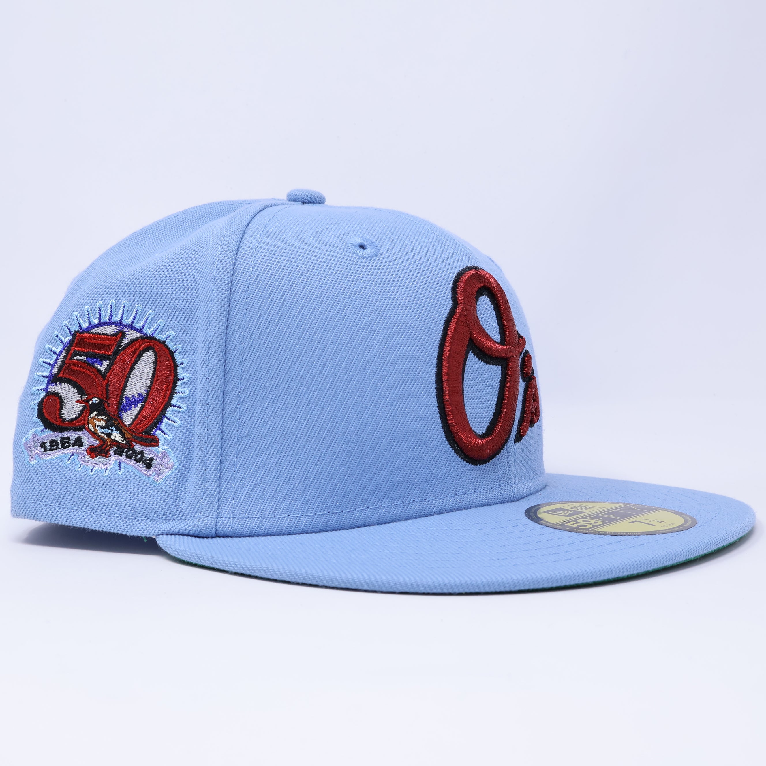 NEW 1/4 Blue Baltimore Orioles 50th Anniversary Red 59fifty New Era Fitted Hat Cap