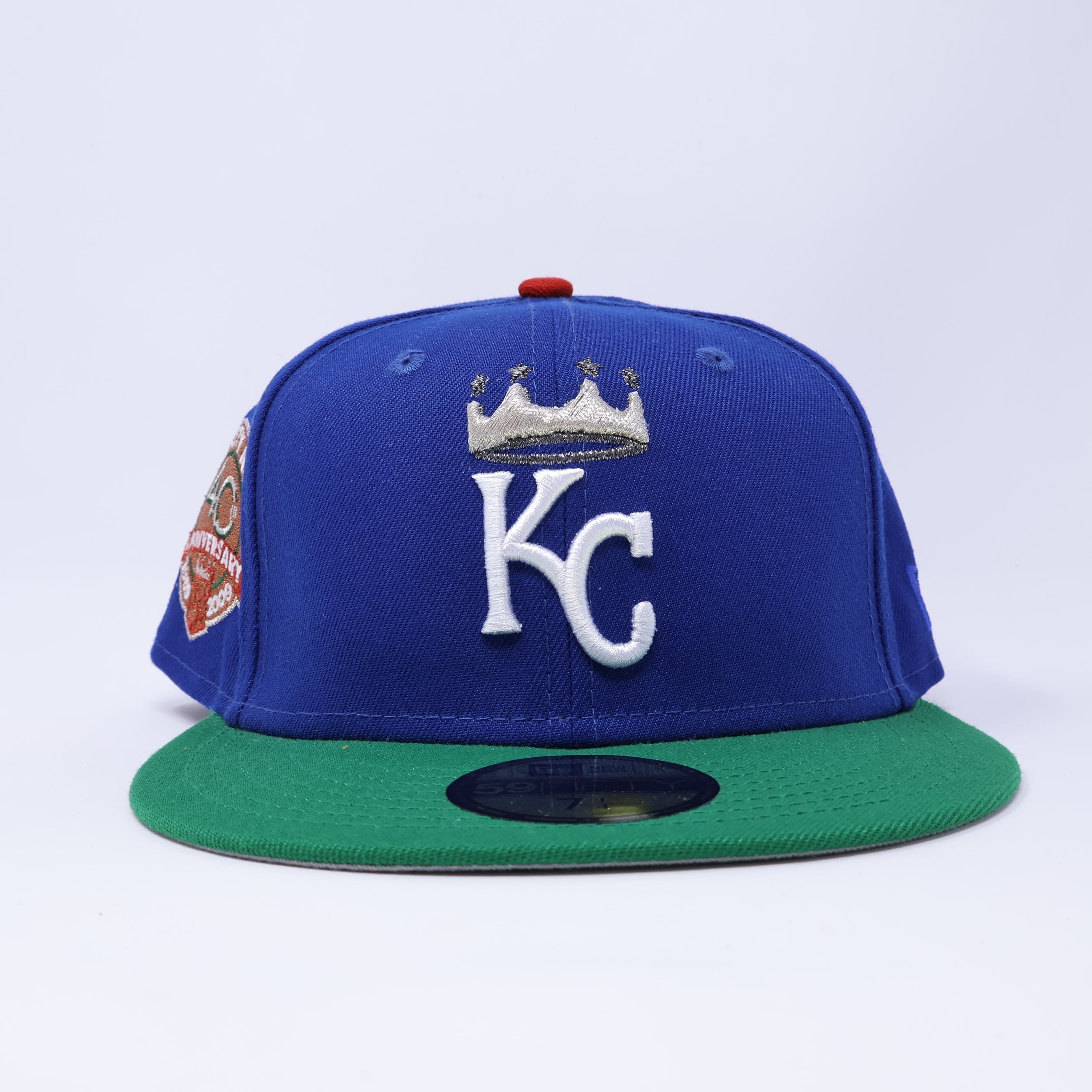 NEW 1/4 Blue Kansas City Royals 40th Anniversary Right 59fifty New Era Fitted Hat Cap