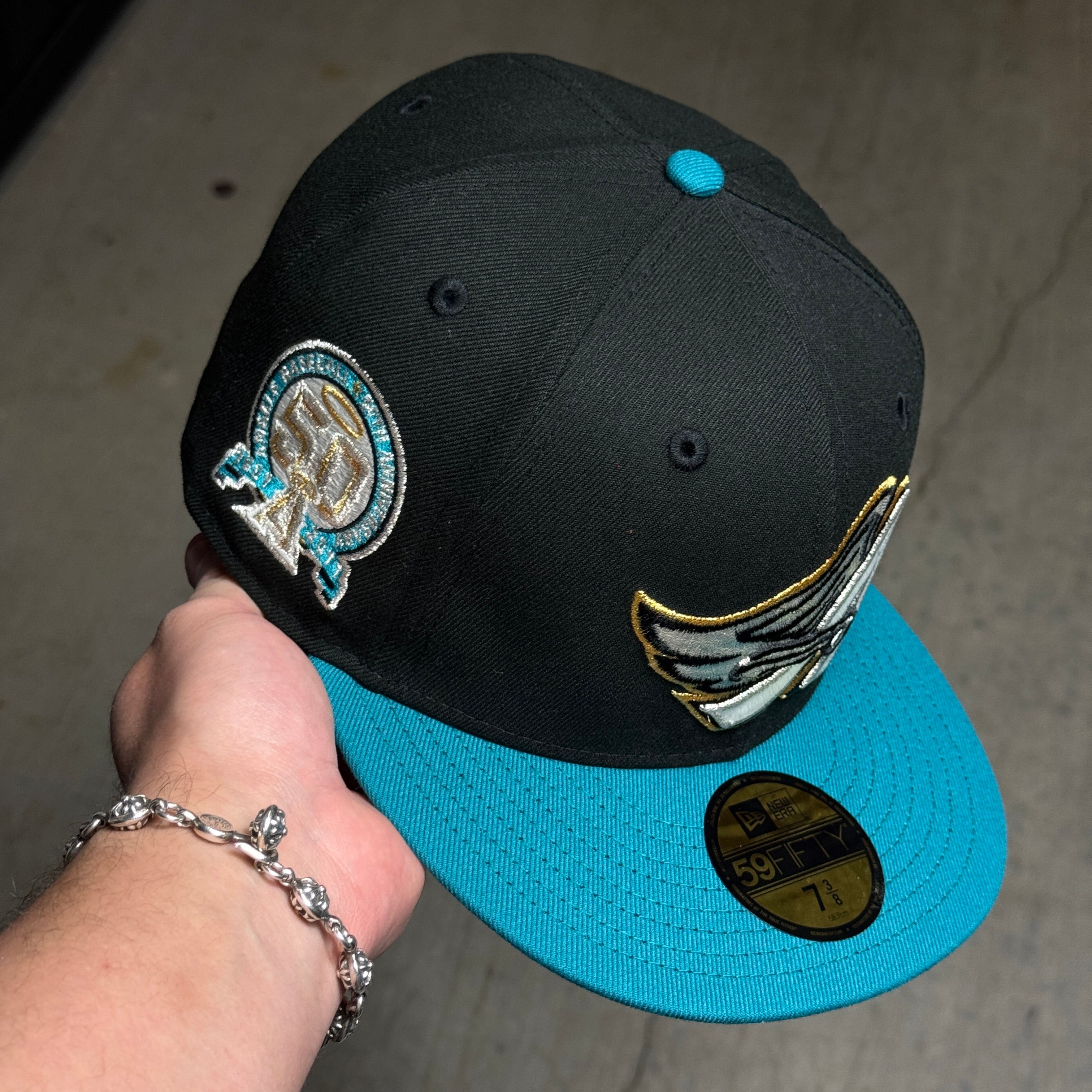 NWT 3/8 Black Los Angeles Angels 50th Anniversary 59fifty New Era Fitted Hat Cap