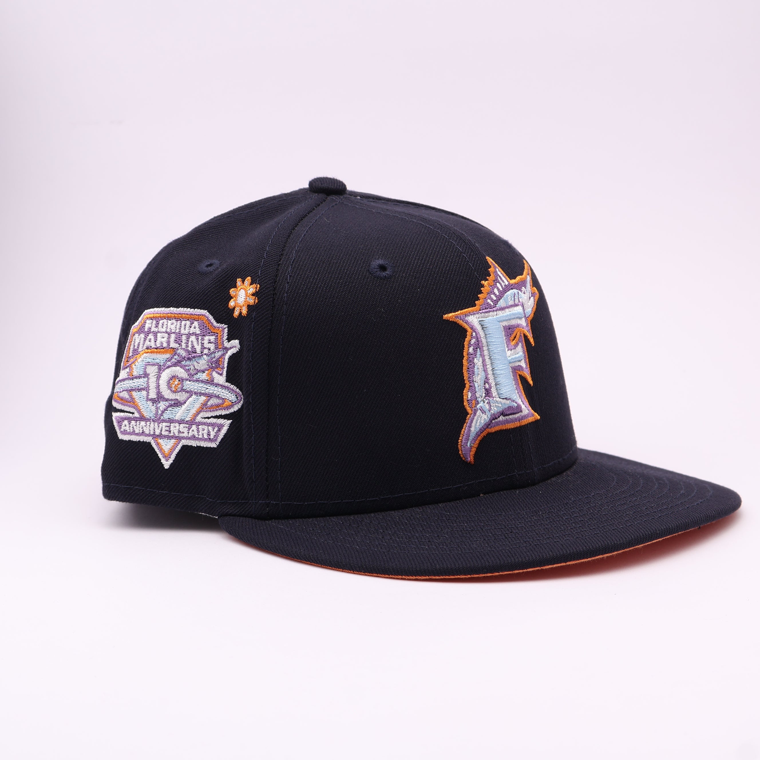 USED 6 7/8 Navy Florida Marlins 10th Anniversary 59fifty New Era Fitted Hat Cap