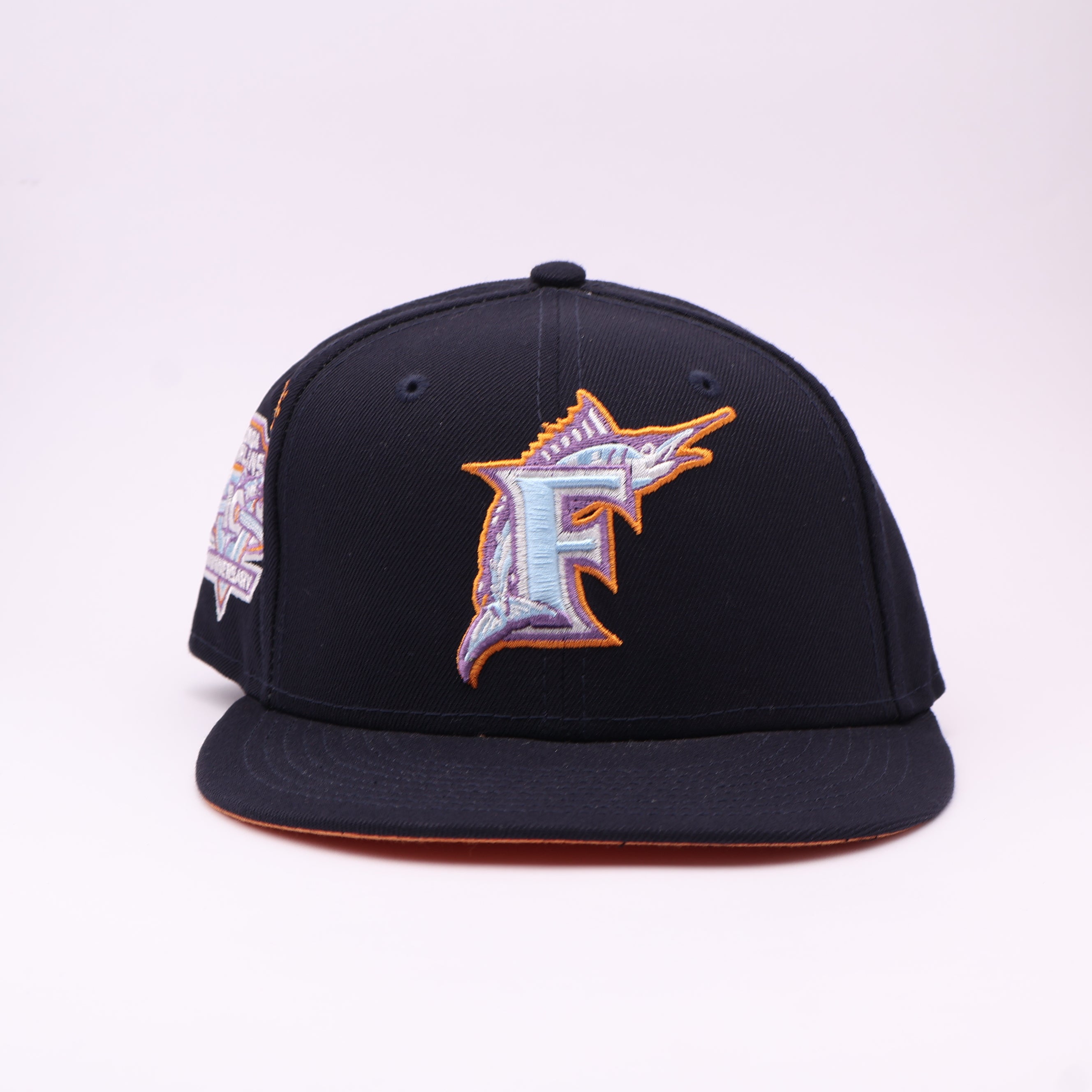 USED 6 7/8 Navy Florida Marlins 10th Anniversary 59fifty New Era Fitted Hat Cap