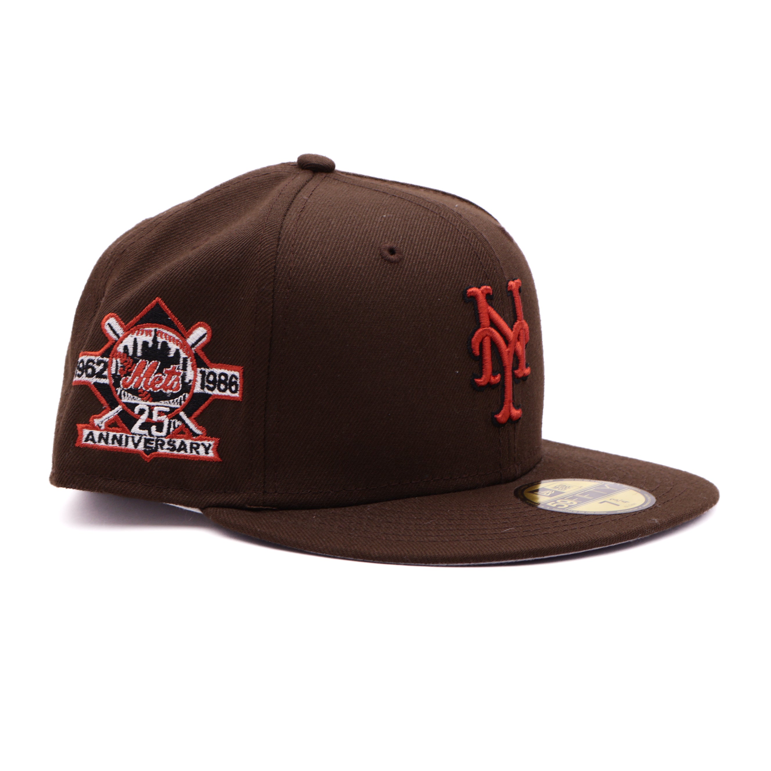 NWT 3/4 Brown New York Mets 25th Anniversary 59fifty New Era Fitted Hat Cap