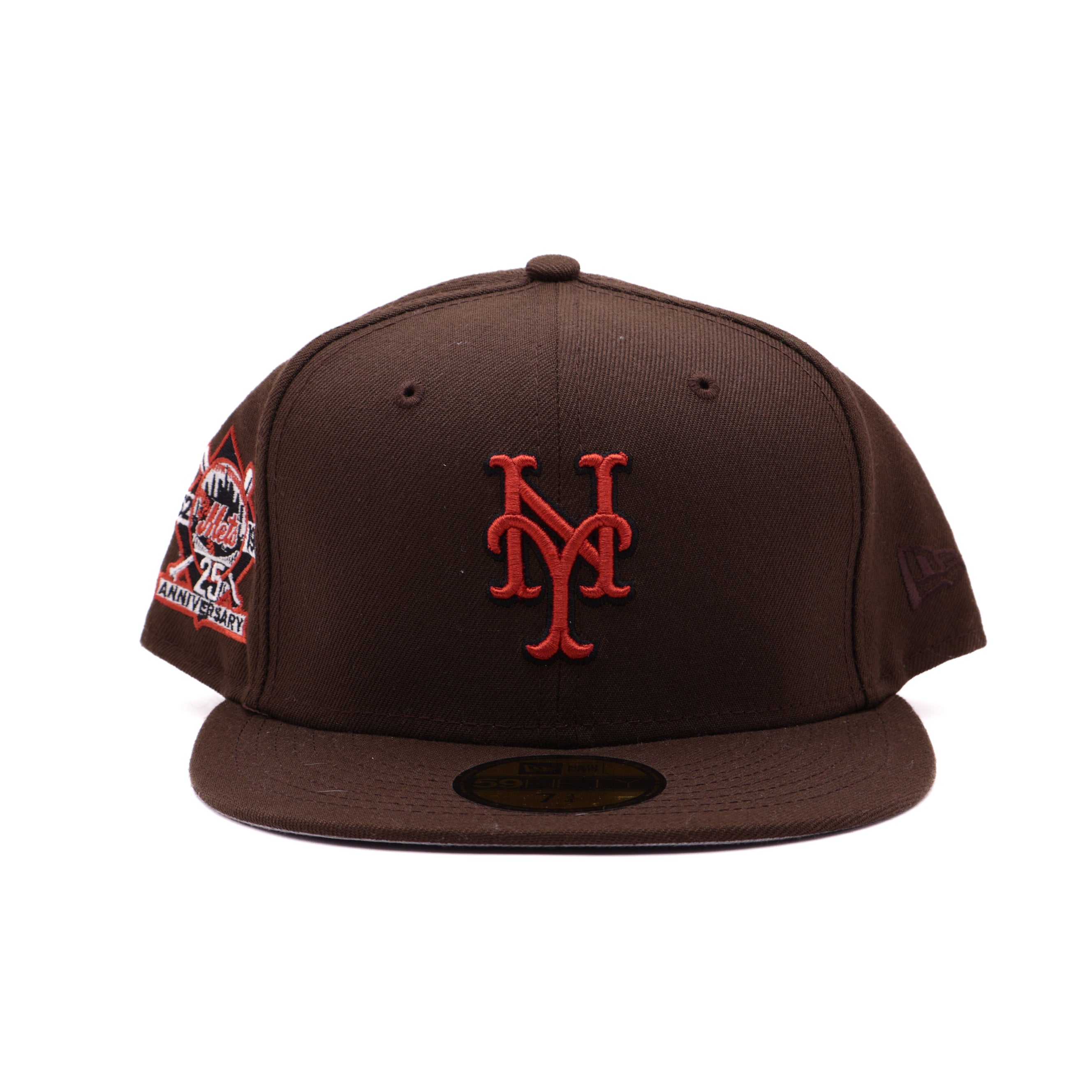 NWT 3/4 Brown New York Mets 25th Anniversary 59fifty New Era Fitted Hat Cap