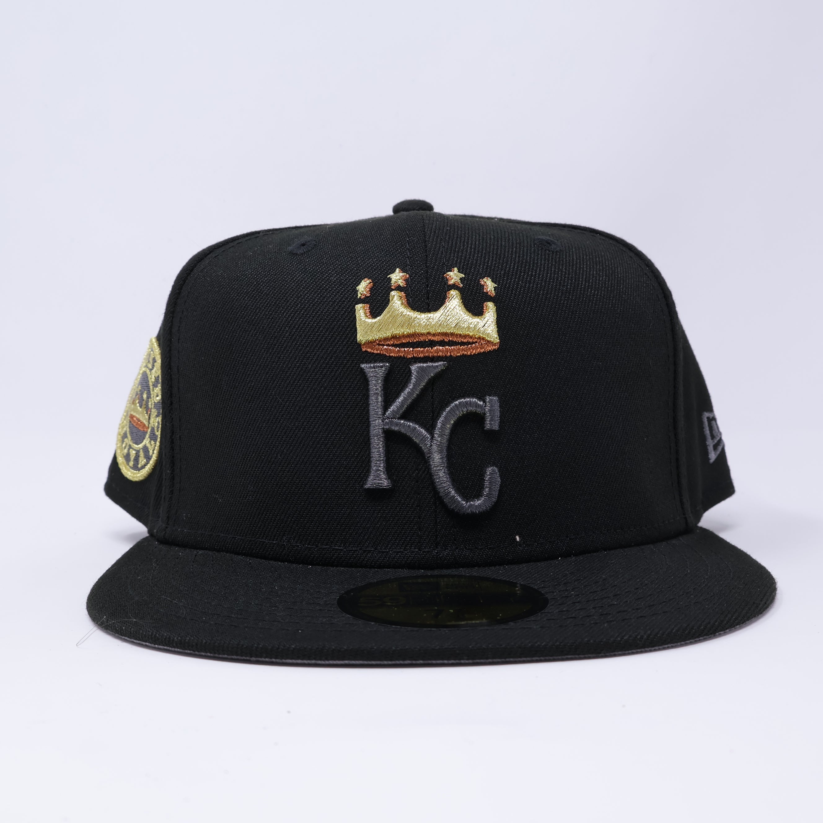 NEW 7/8 Black Kansas City Royals Raised 59fifty New Era Fitted Hat Cap