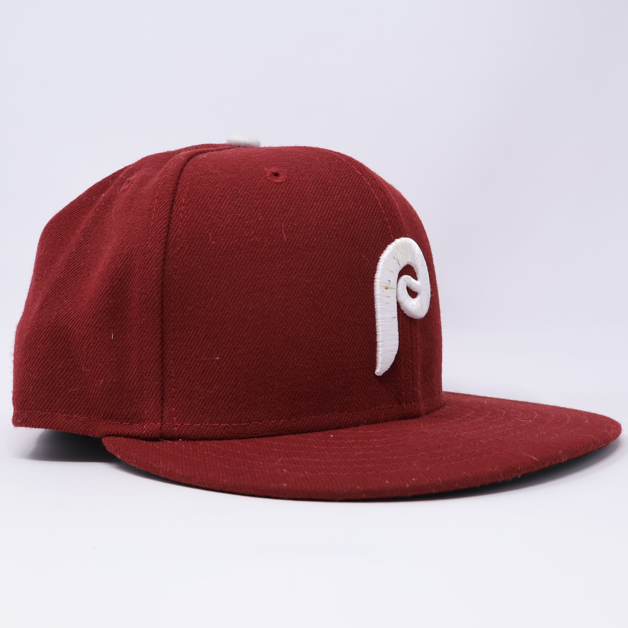 USED 3/8 Maroon Philadelphia Phillies Simple Clean Dope 59fifty New Era Fitted Hat Cap