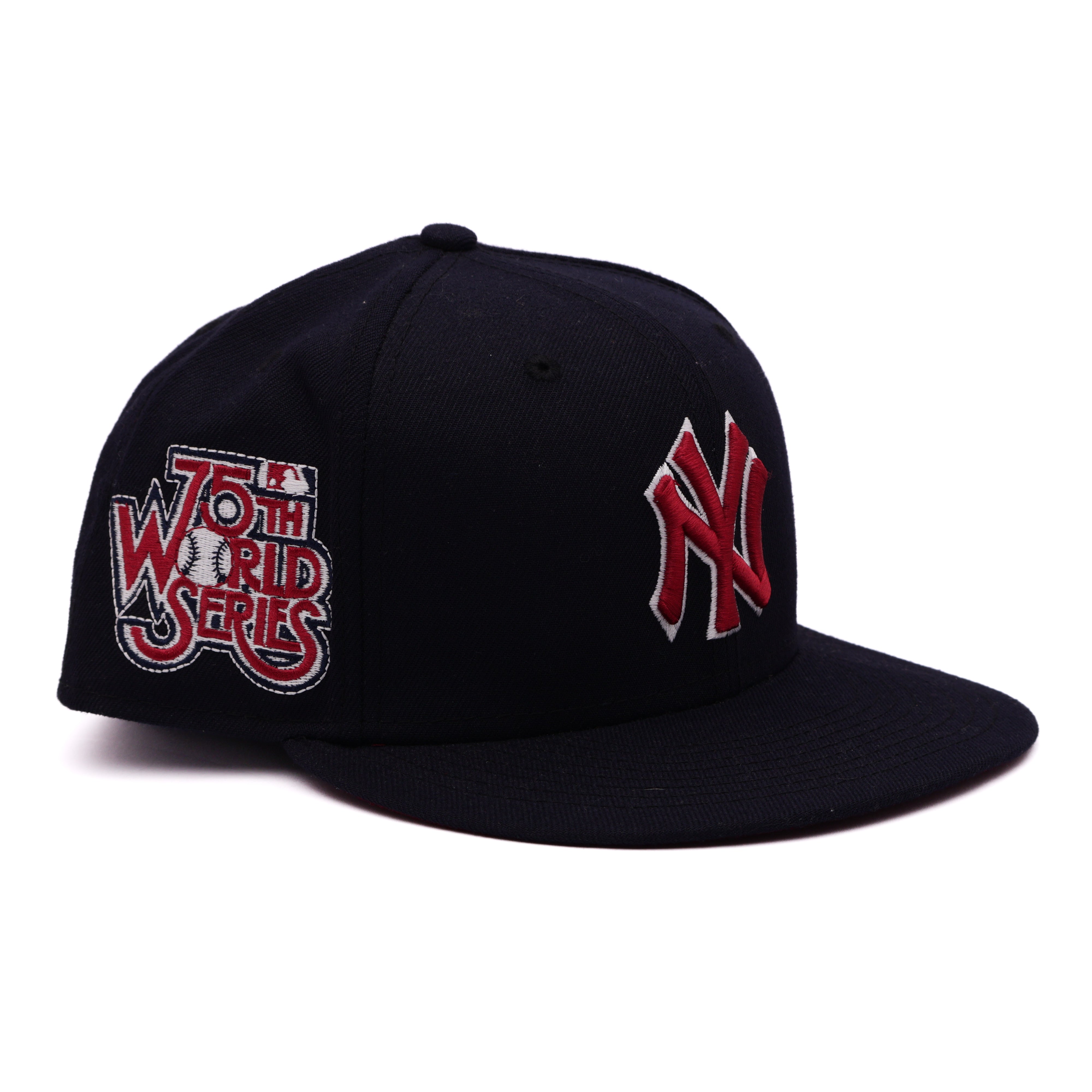 USED 5/8 Navy New York Yankees 75th World Series 59fifty New Era Fitted Hat Cap