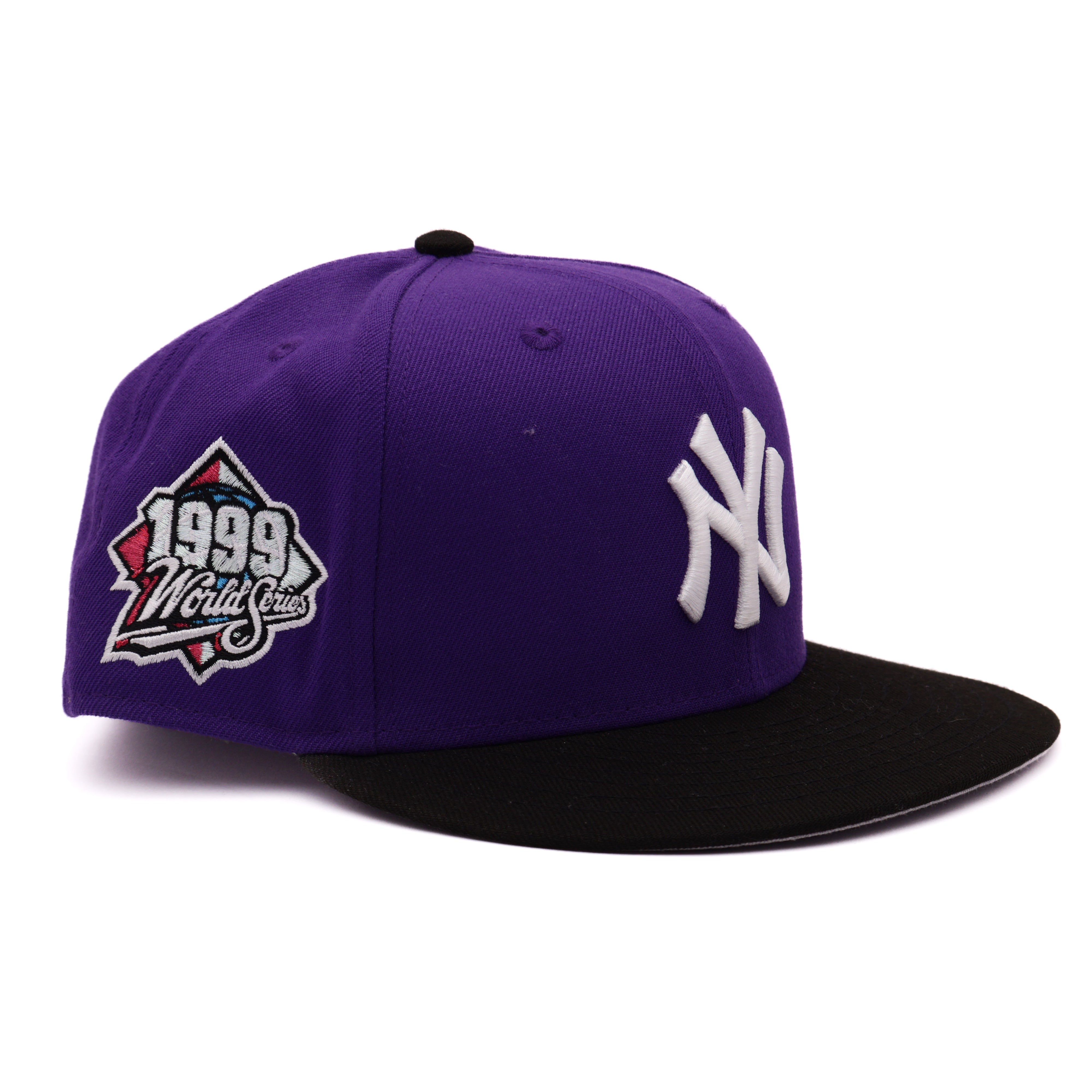 USED 3/4 Purple New York Yankees 1999 World Series 59fifty New Era Fitted Hat Cap