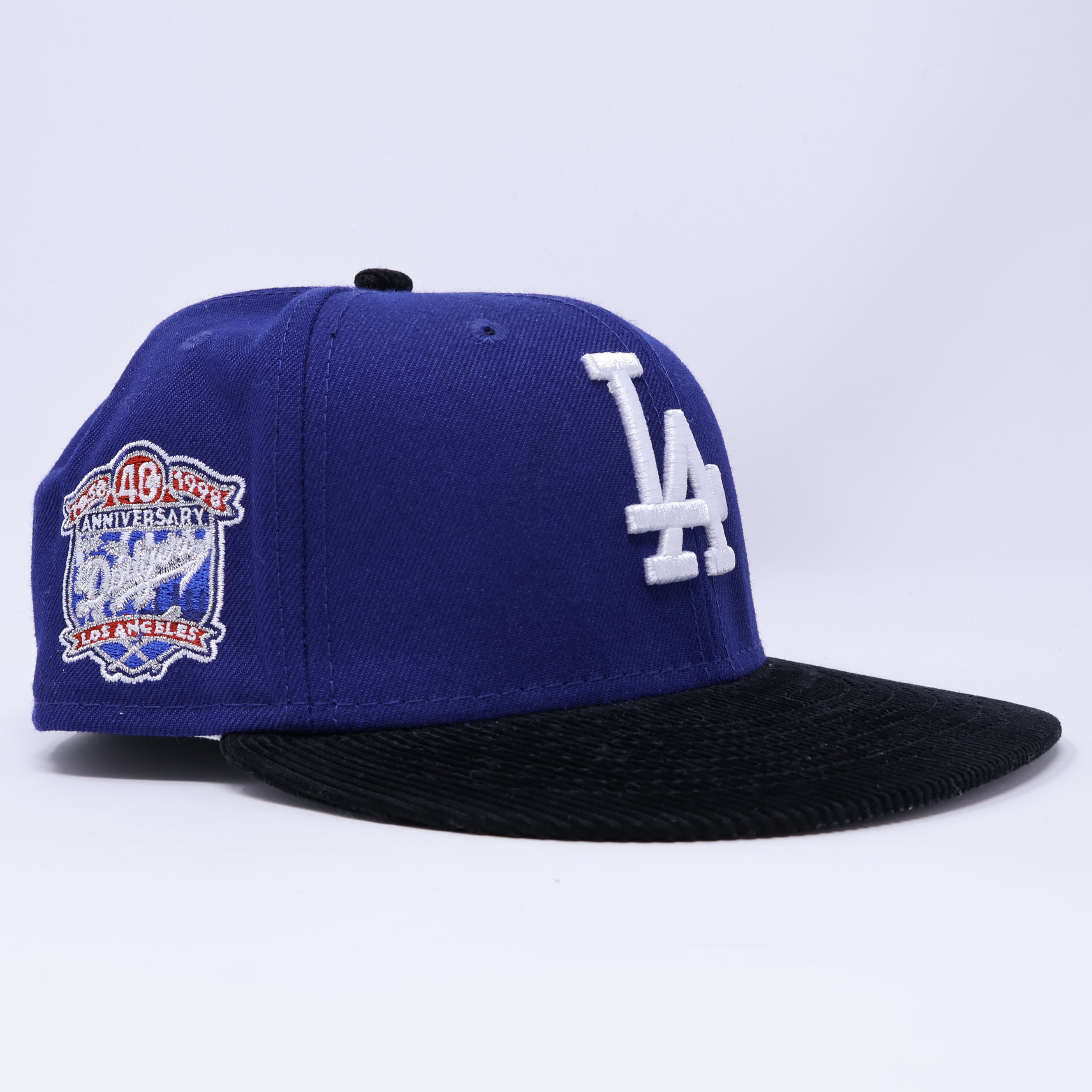 USED 7 Blue Los Angeles Dodgers 40th anniversary 59fifty New Era Fitted Hat Cap