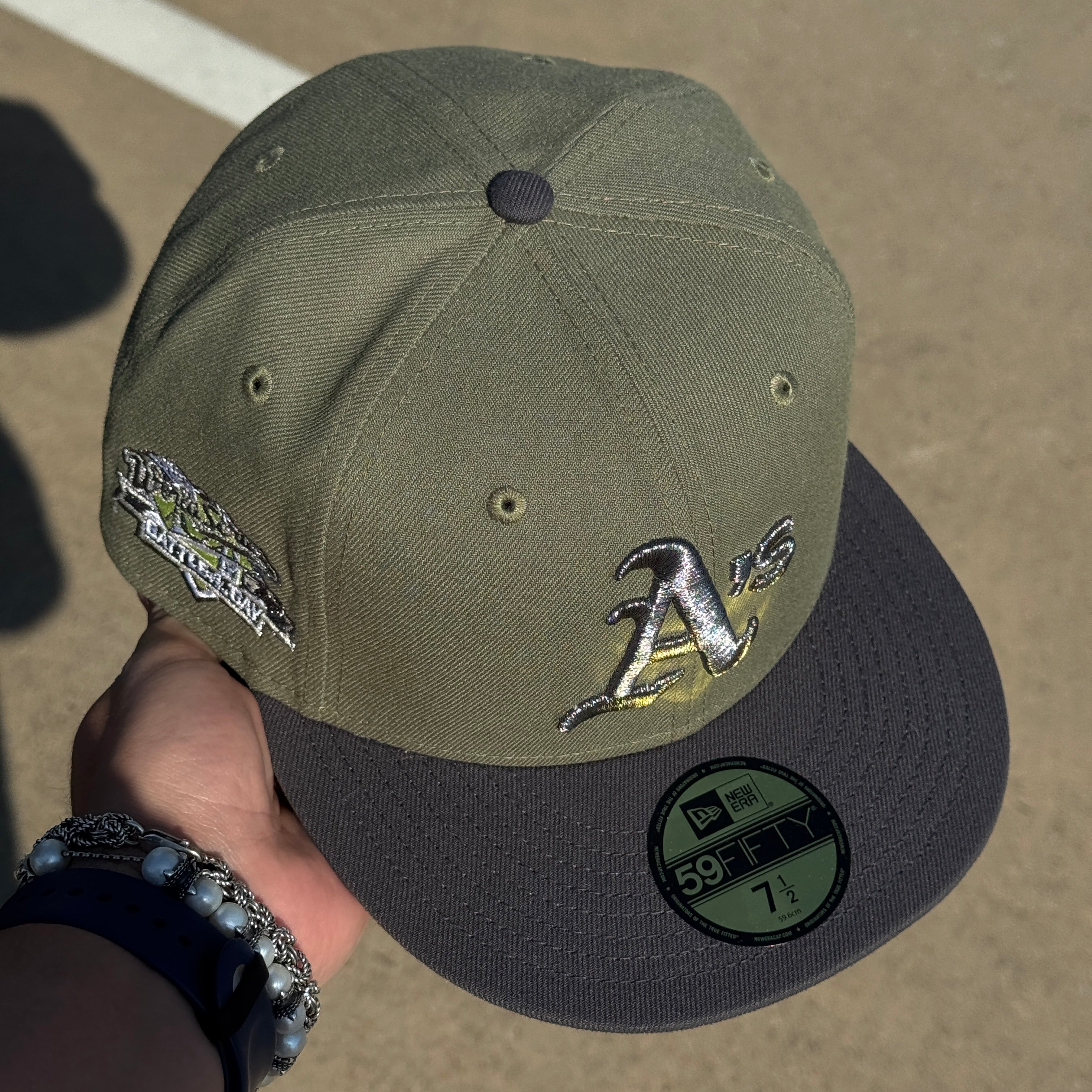 NWT 1/2 Green Oakland Athletics 1989 World Series 59fifty New Era Fitted Hat Cap