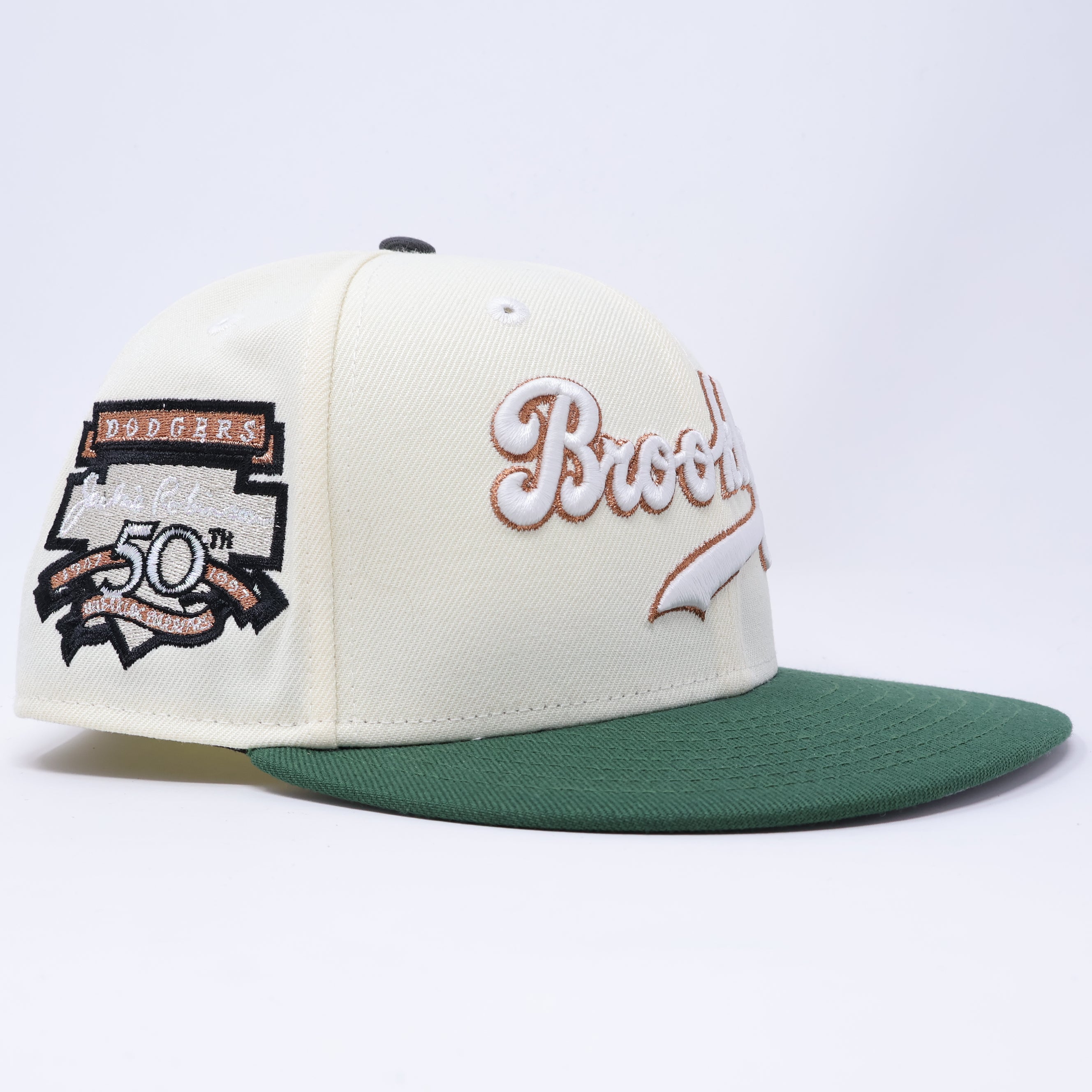 USED 7 Chrome Brooklyn Dodgers 50th Anniversary Jackie Robinson 59fifty New Era Fitted Hat Cap