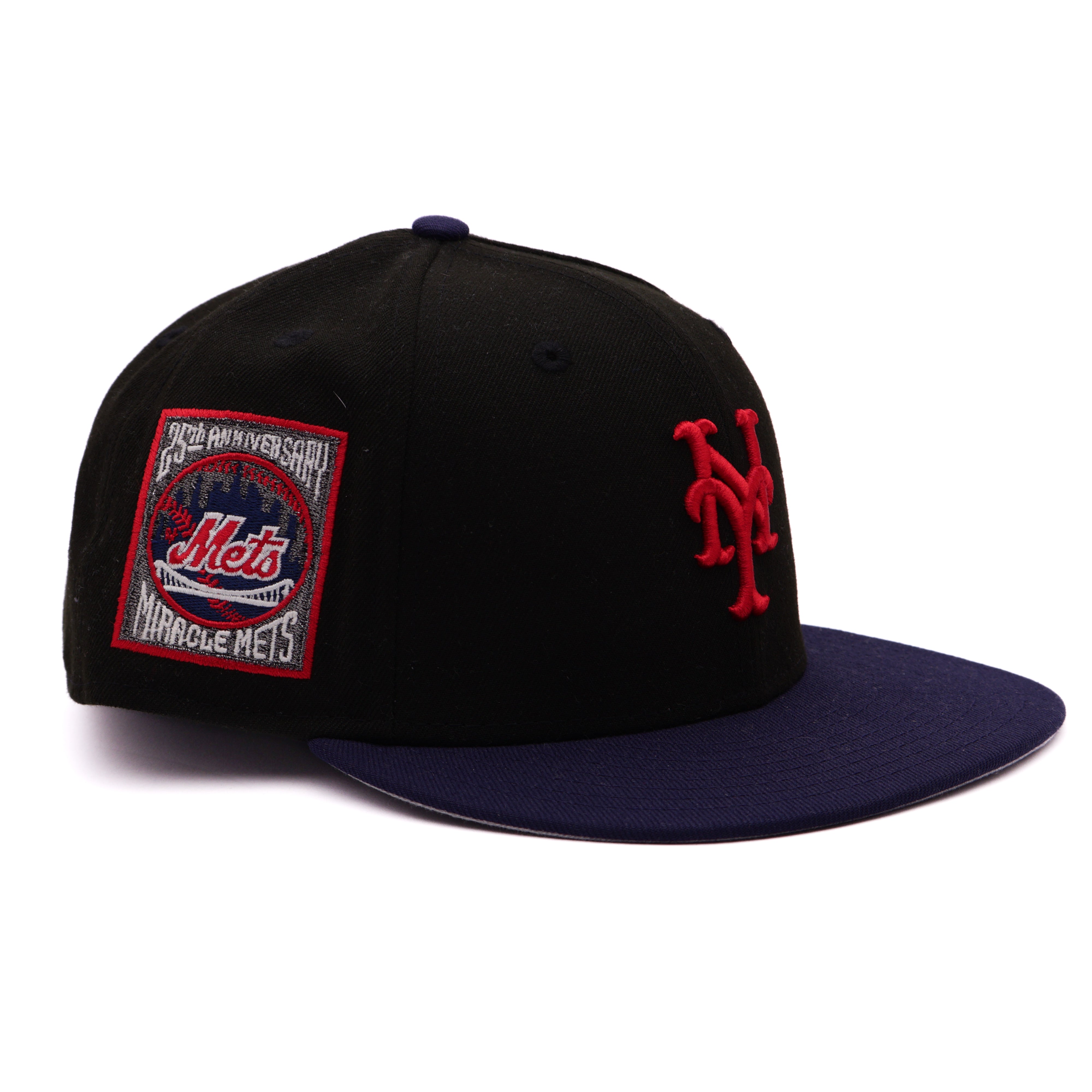 USED 5/8 Black New York Mets 25th Anniversary 59fifty New Era Fitted Hat Cap