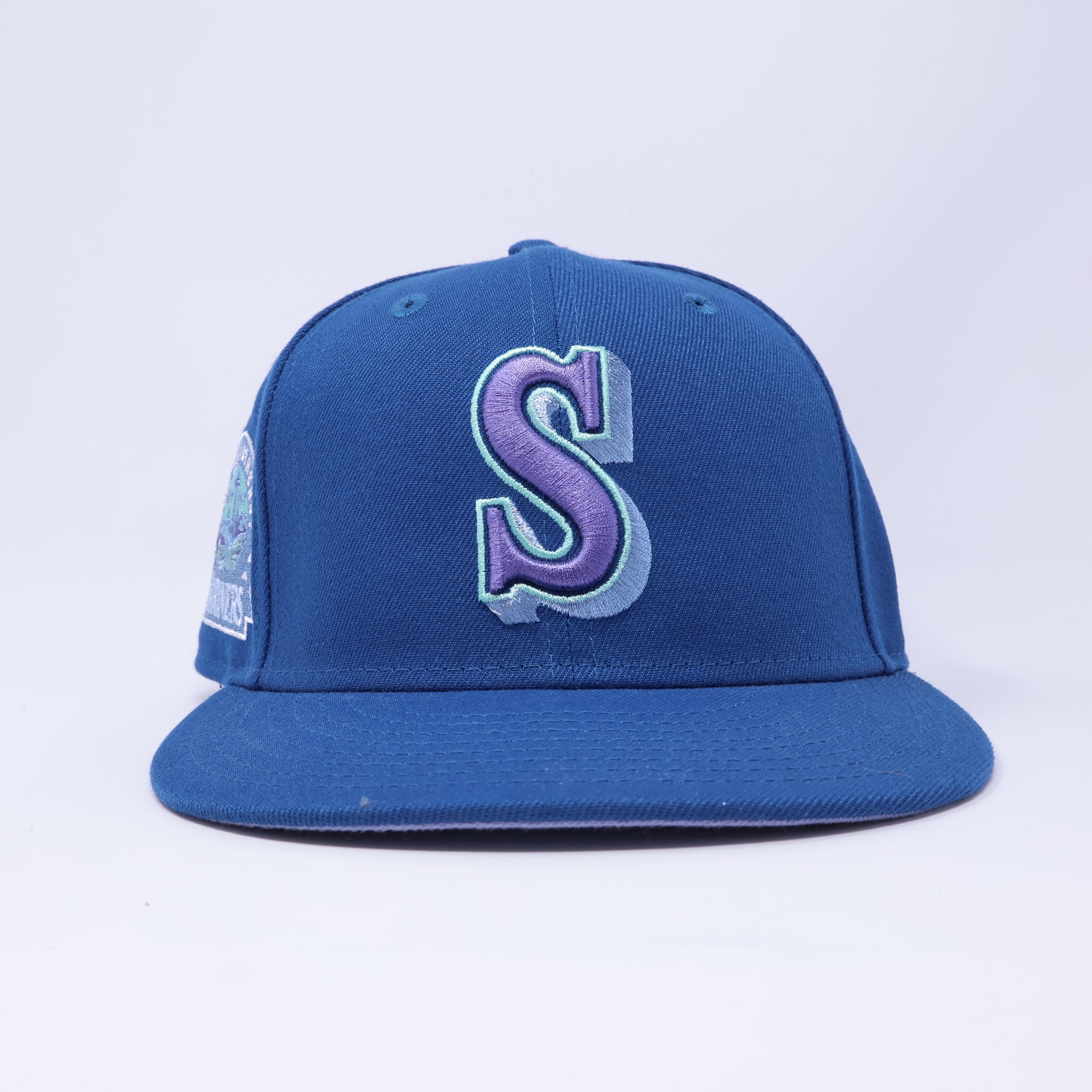 USED 7 Blue Seattle Mariners 30th anniversary 59fifty New Era Fitted Hat Cap