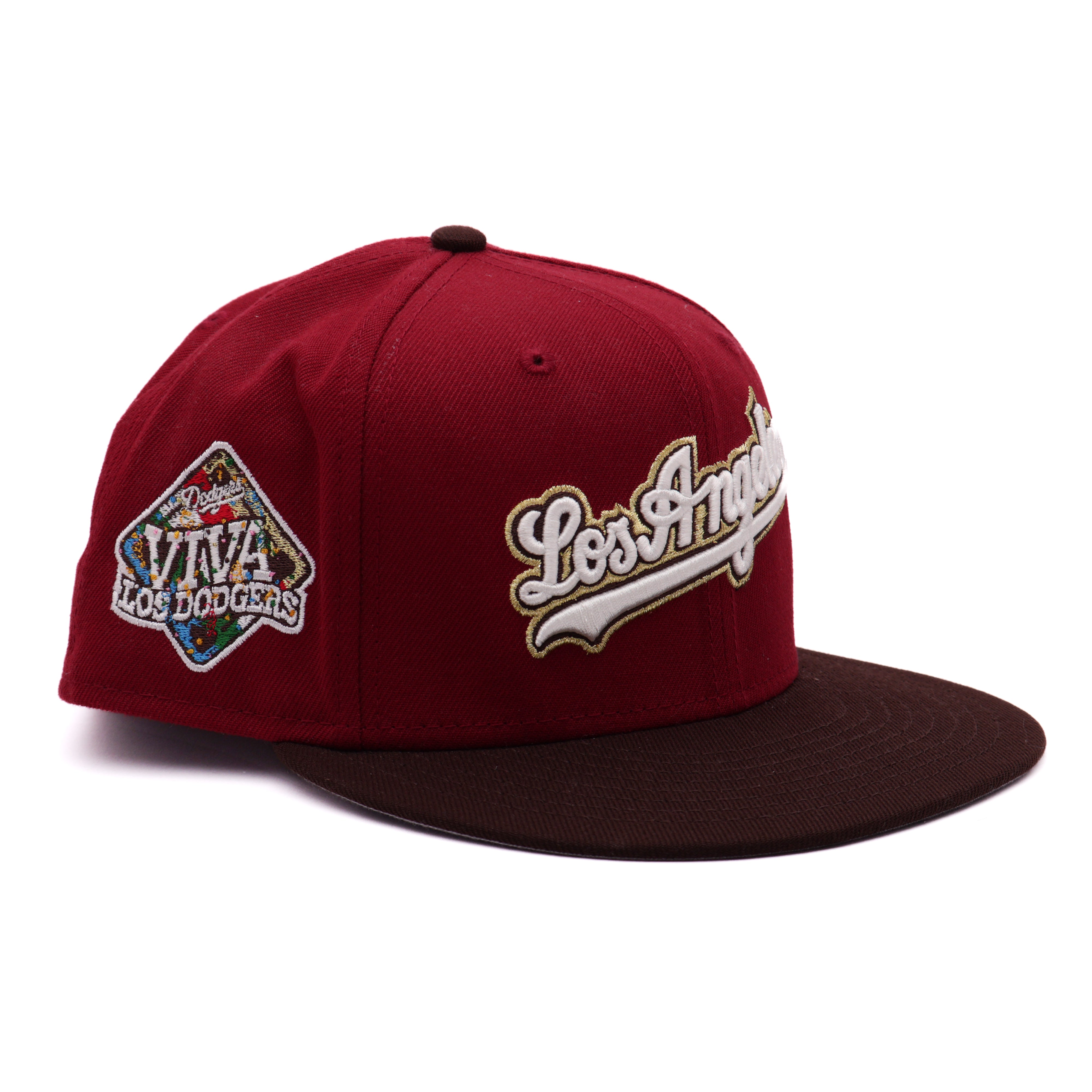 USED 3/4 Maroon Los Angeles Dodgers Viva Los Dodgers 59fifty New Era Fitted Hat Cap