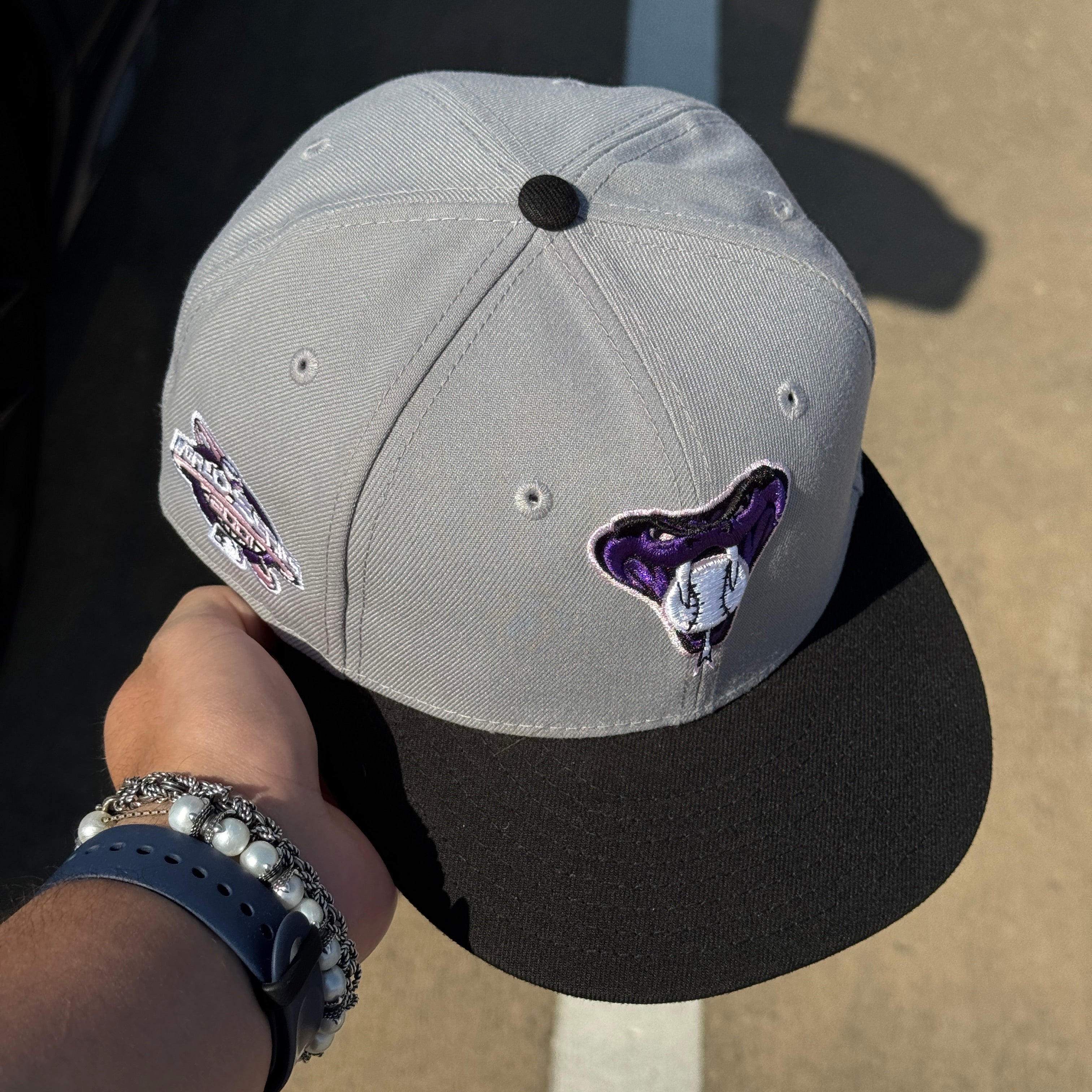 USED 1/4 Gray Arizona Diamondbacks 2001 World Series 59fifty New Era Fitted Hat Cap