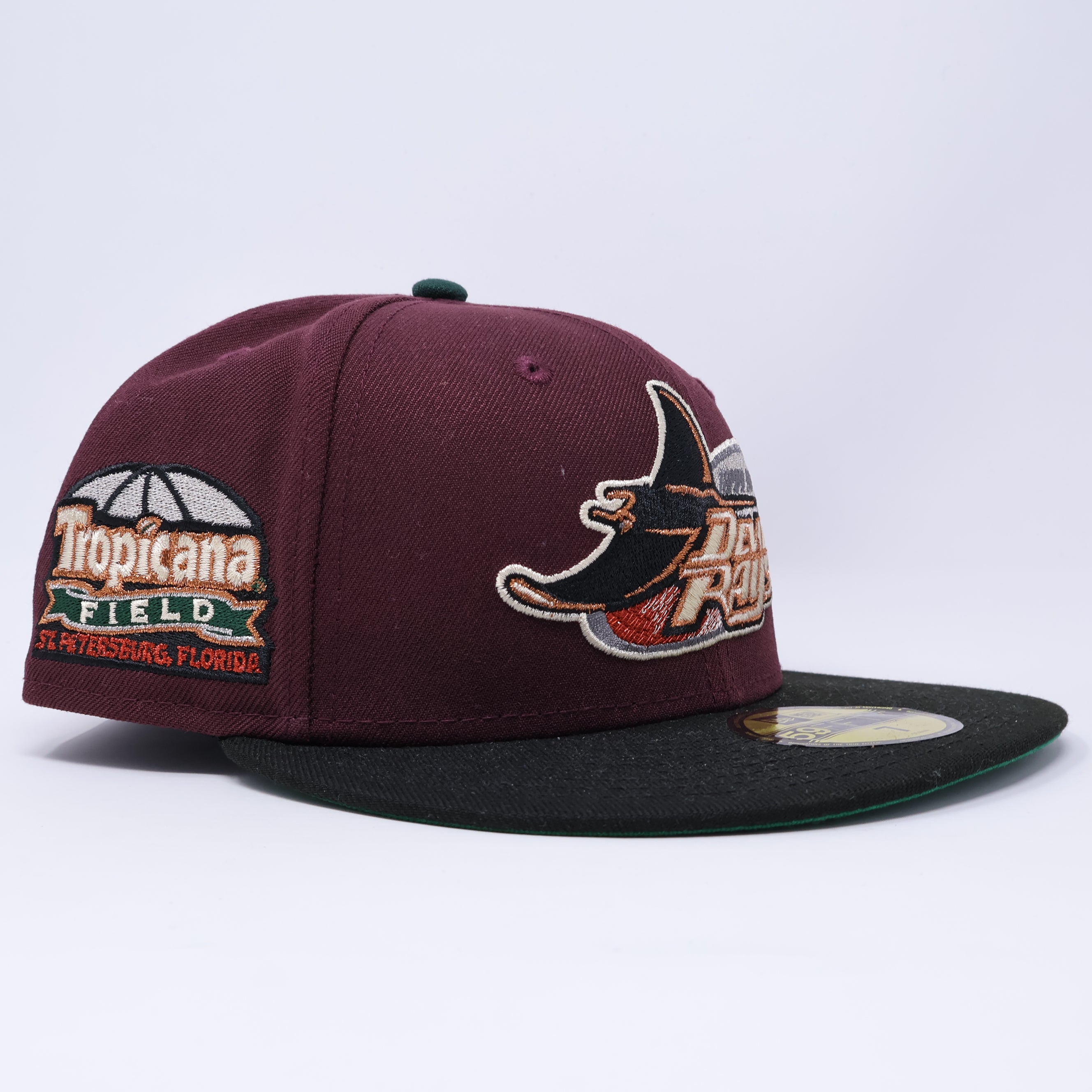 NWT 7 Maroon Tampa Devil Rays Tropicana Field 59fifty New Era Fitted Hat Cap