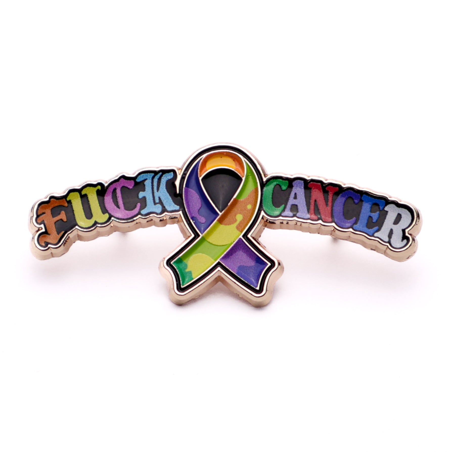 F*ck Cancer Multicolor Graphic Pin
