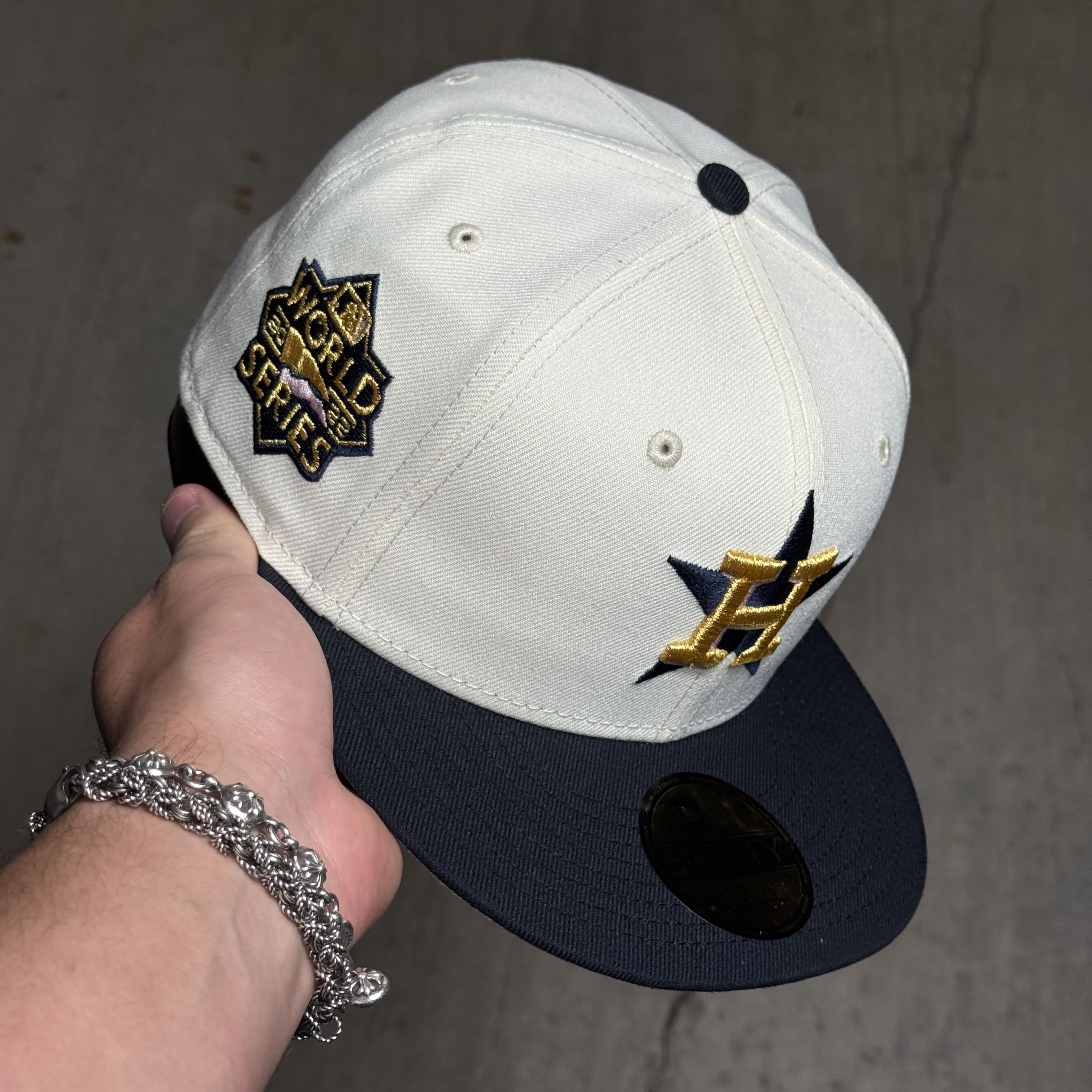 NWT 1/8 Chrome Houston Astros 2022 World Series 59fifty New Era Fitted Hat Cap