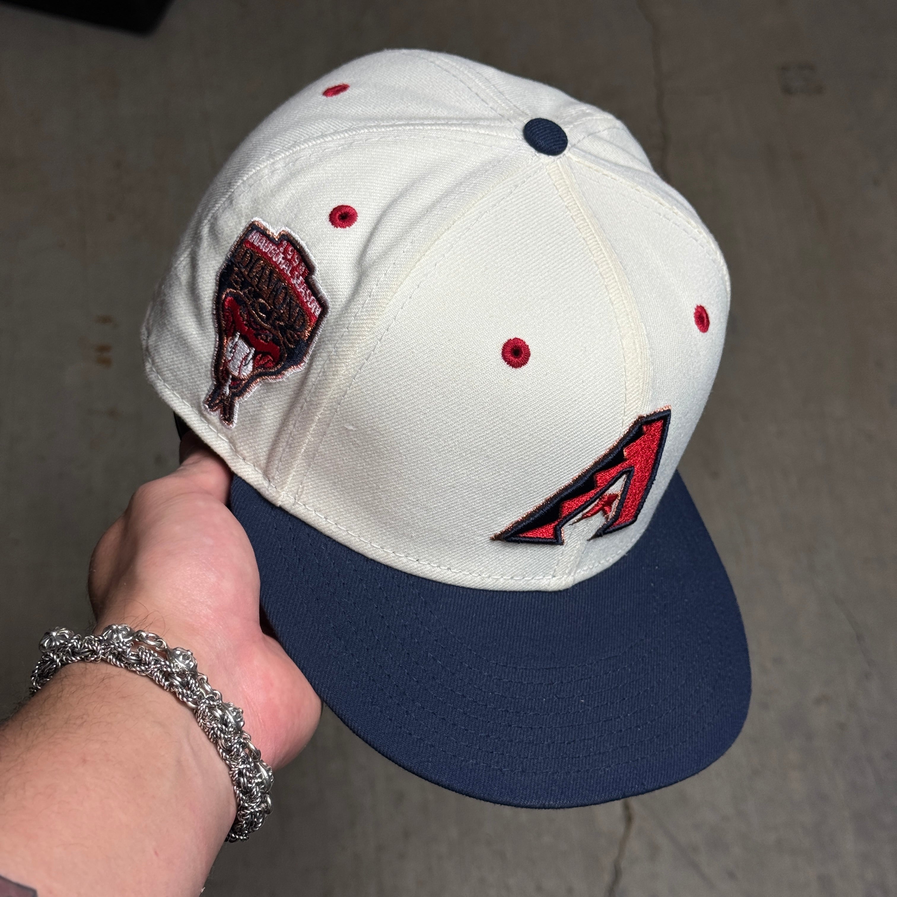 USED 1/2 Chrome Arizona Diamondbacks 1998 Inaugural 59fifty New Era Fitted Hat Cap