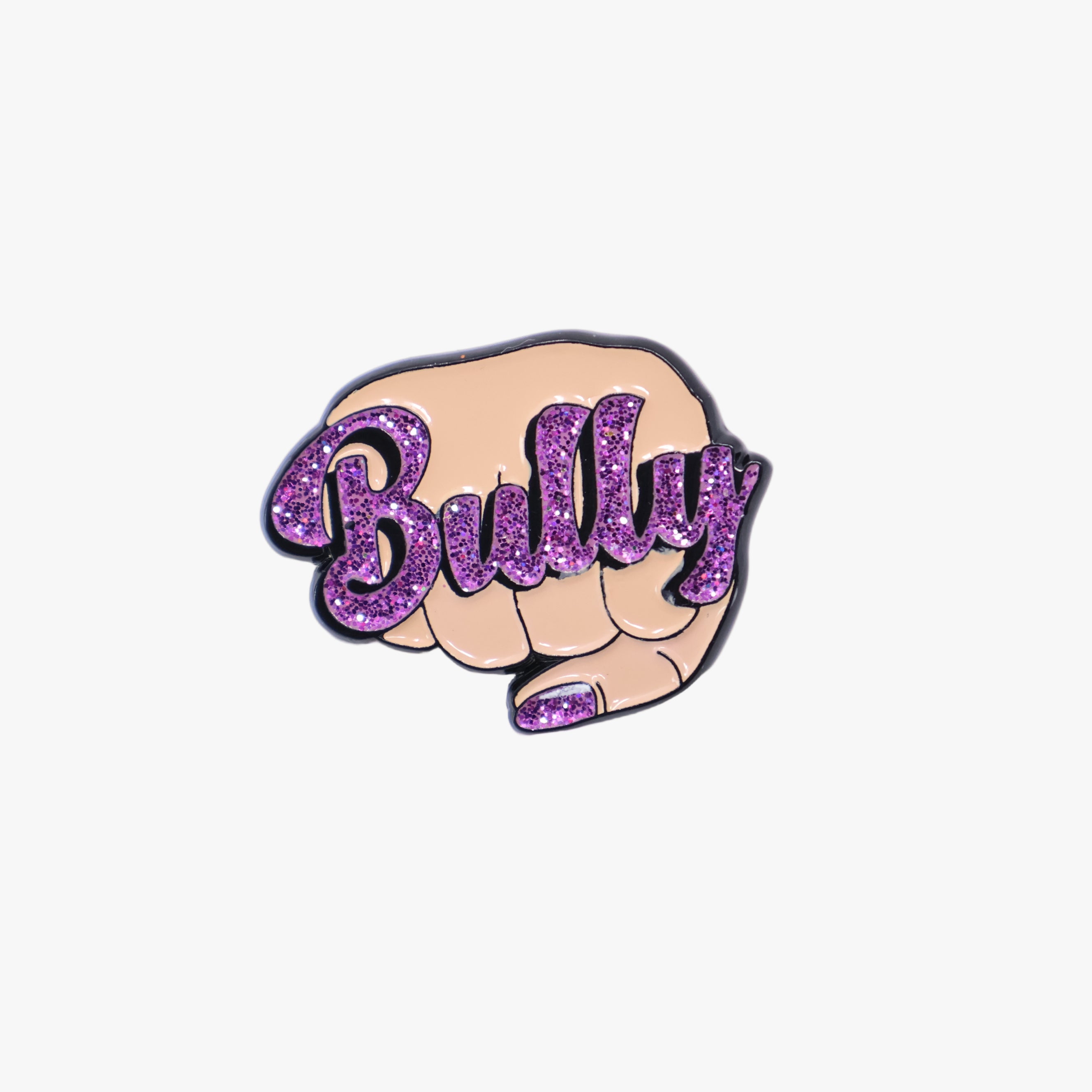 Bully Purple Text Fist Graphic Pin