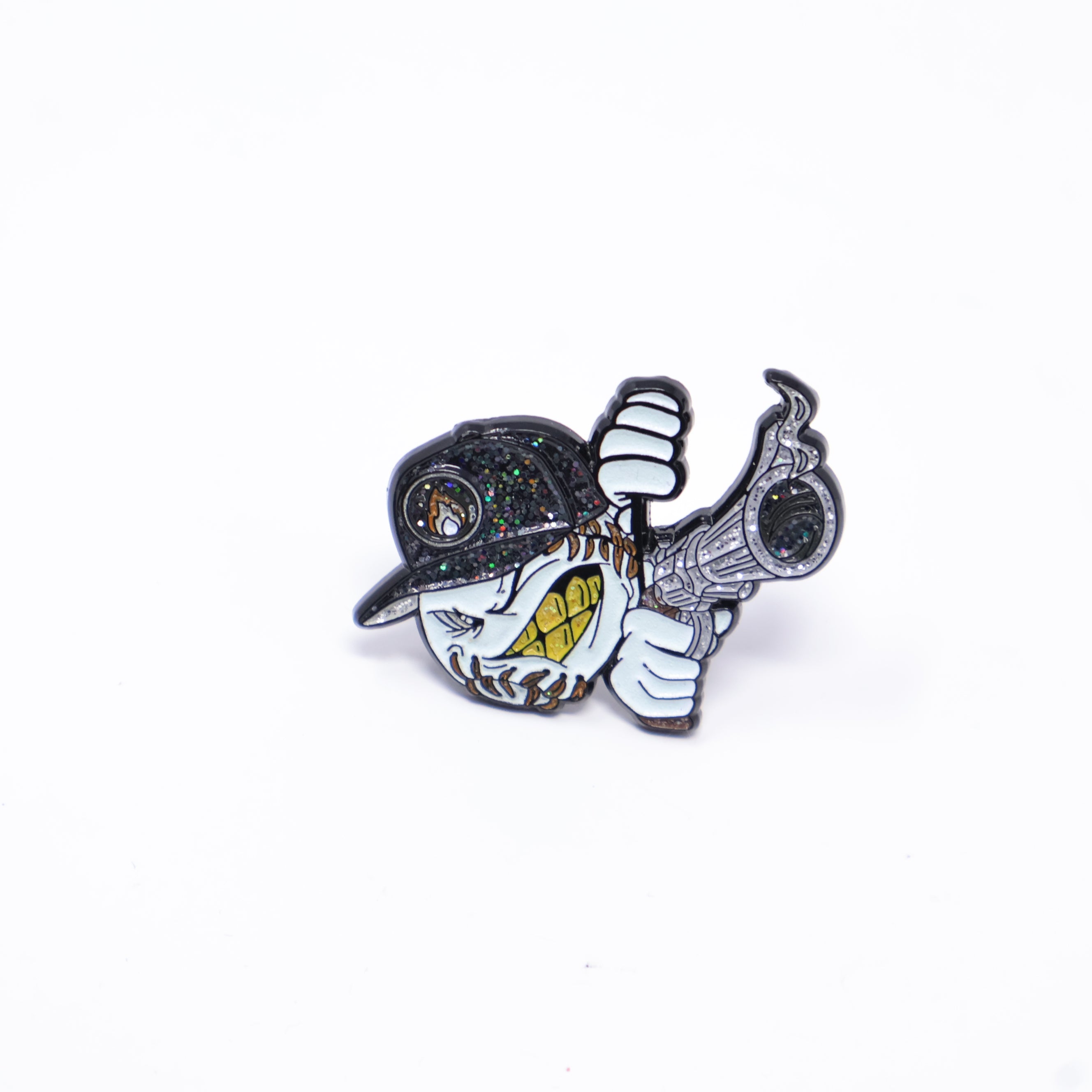 Black Cap Baseball Shooter Graphic Pin