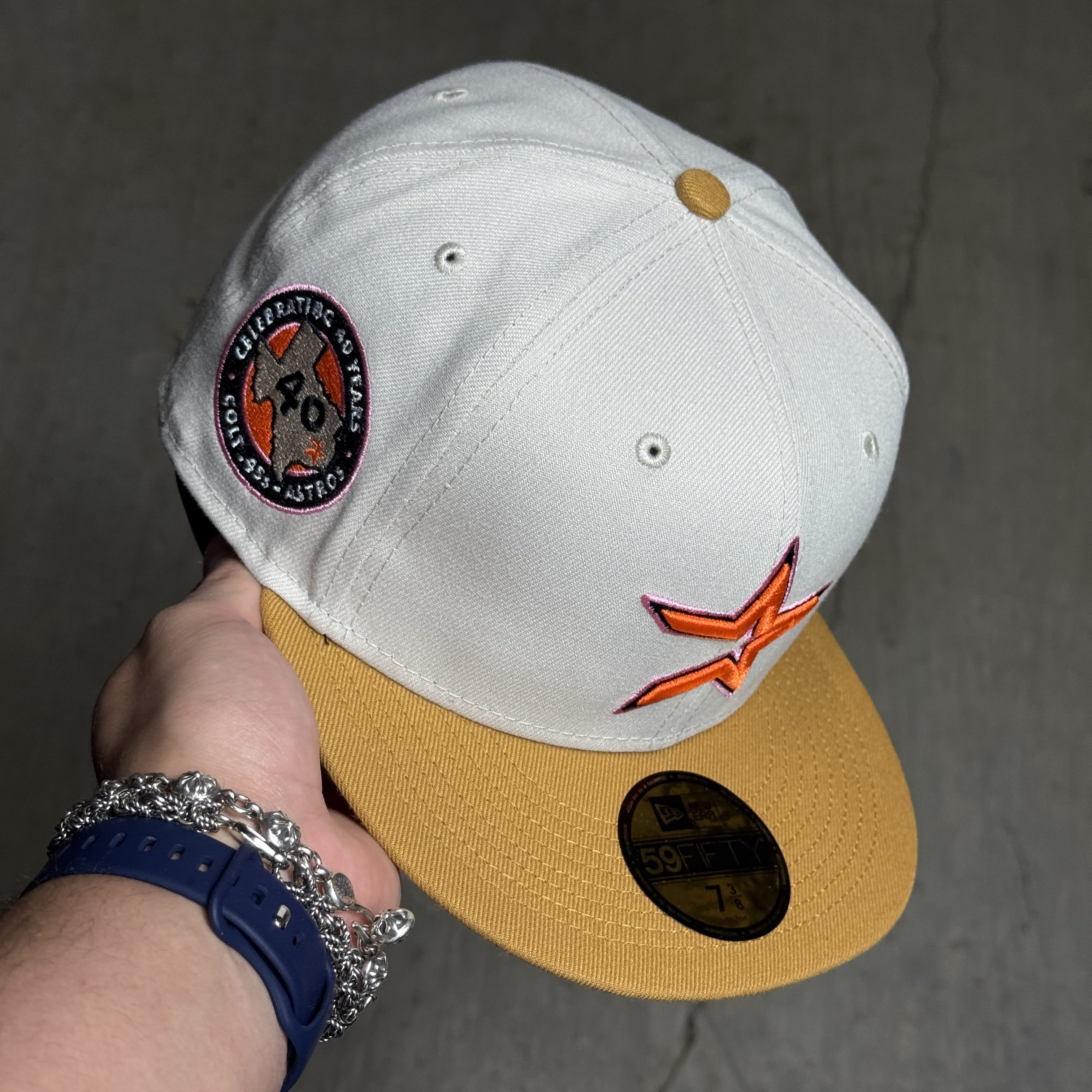 NWT 3/8 Stone Houston Astros Celebrating 40 Years 59fifty New Era Fitted Hat Cap