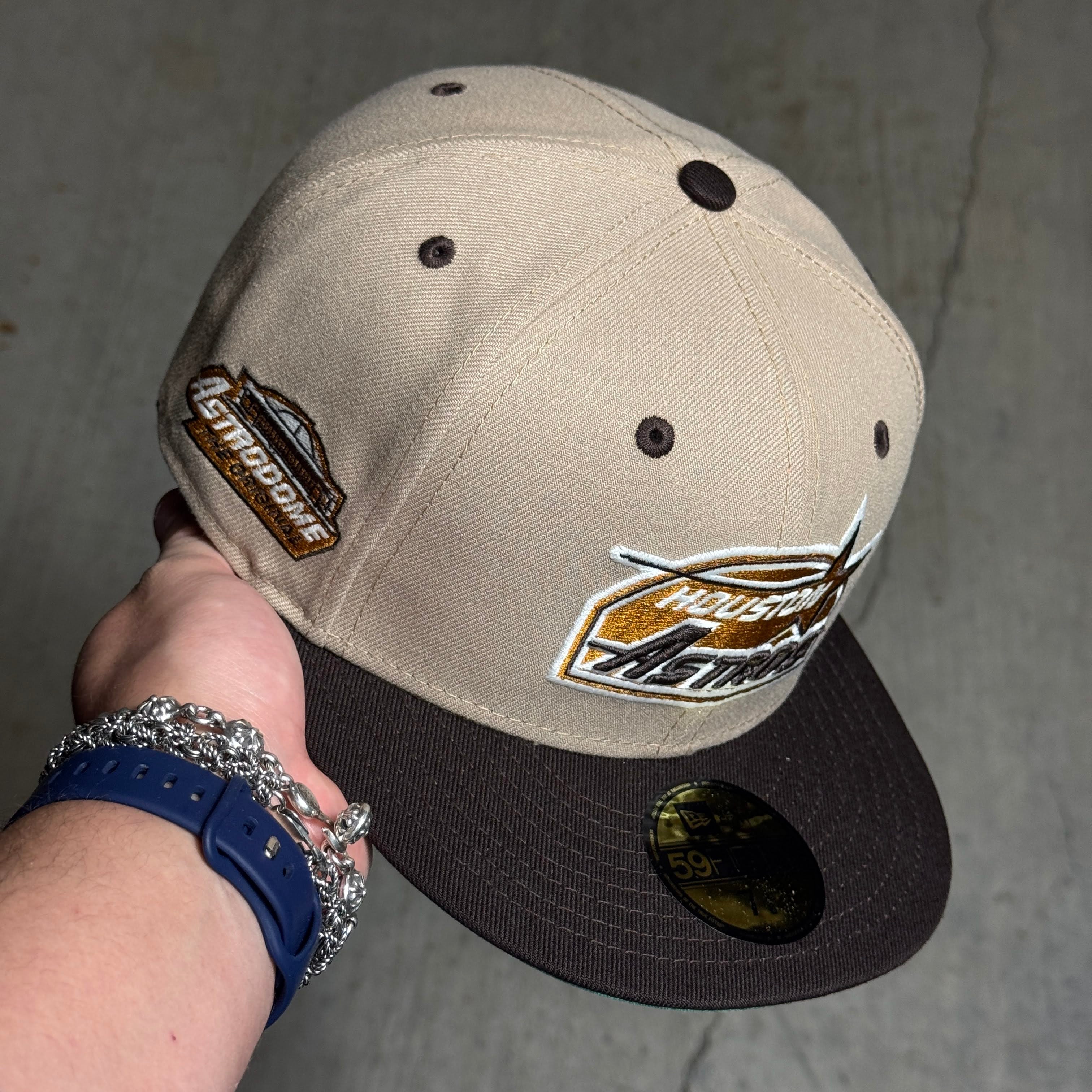 NWT 3/8 Khaki Houston Astros Astrodome Original 59fifty New Era Fitted Hat Cap